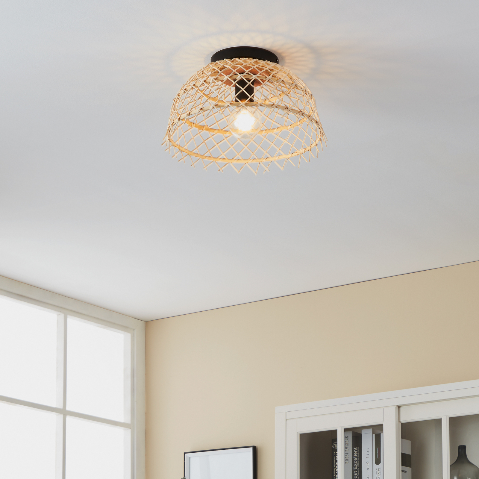 Plafonnier Ausnby avec bois tressé, naturel