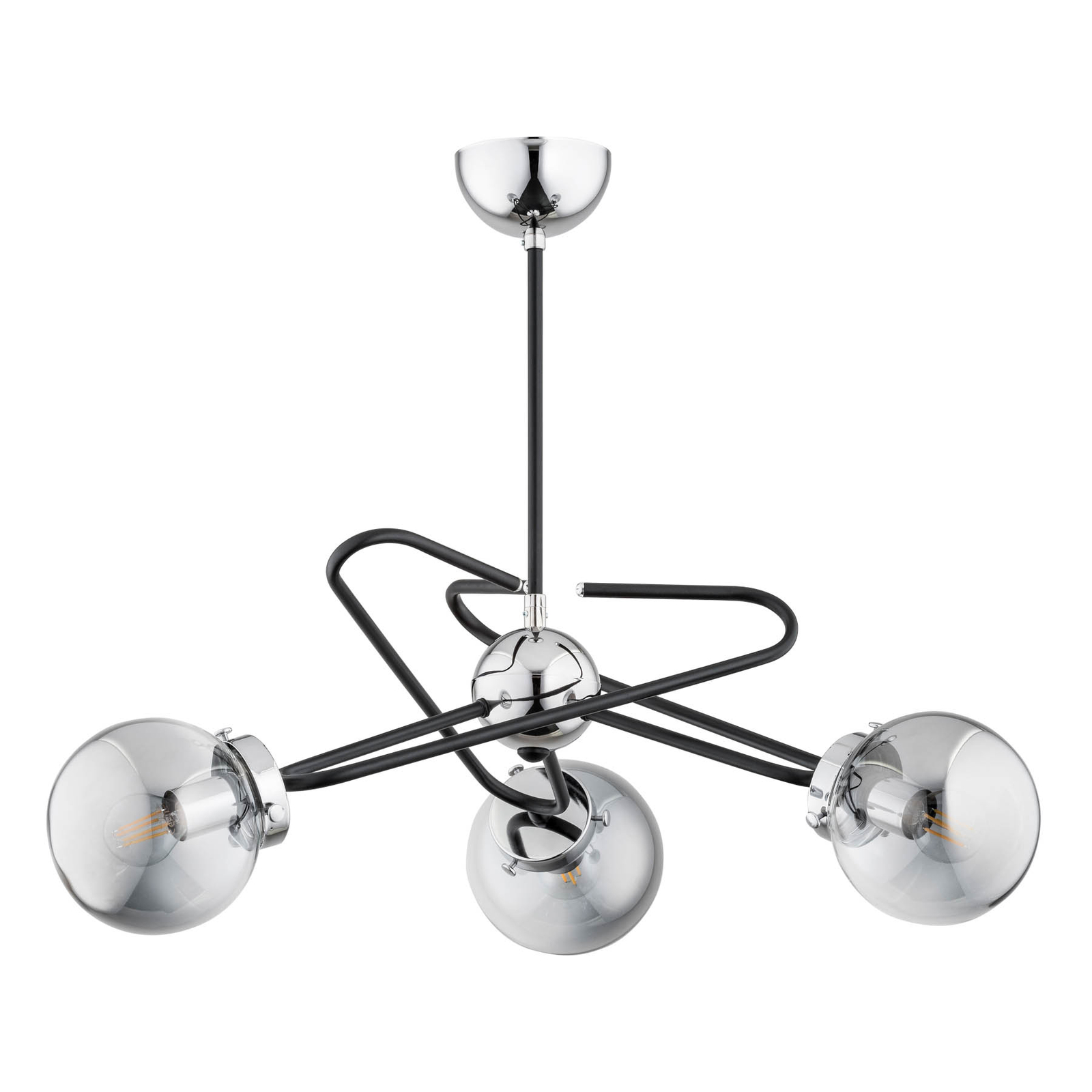 Plafonnier Sagard à trois lampes, argenté/noir
