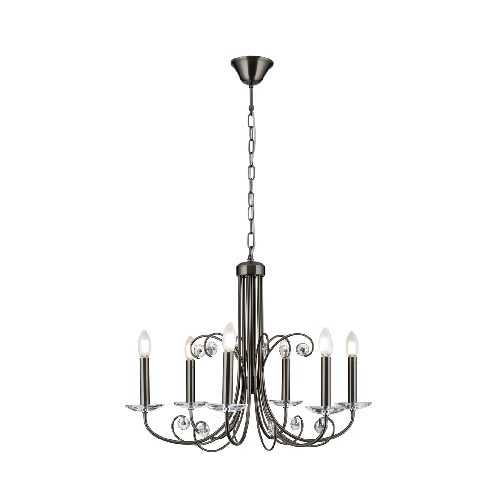 Lustre Ariane, nickel, Ø 67,5 cm, cristal, 6 lampes