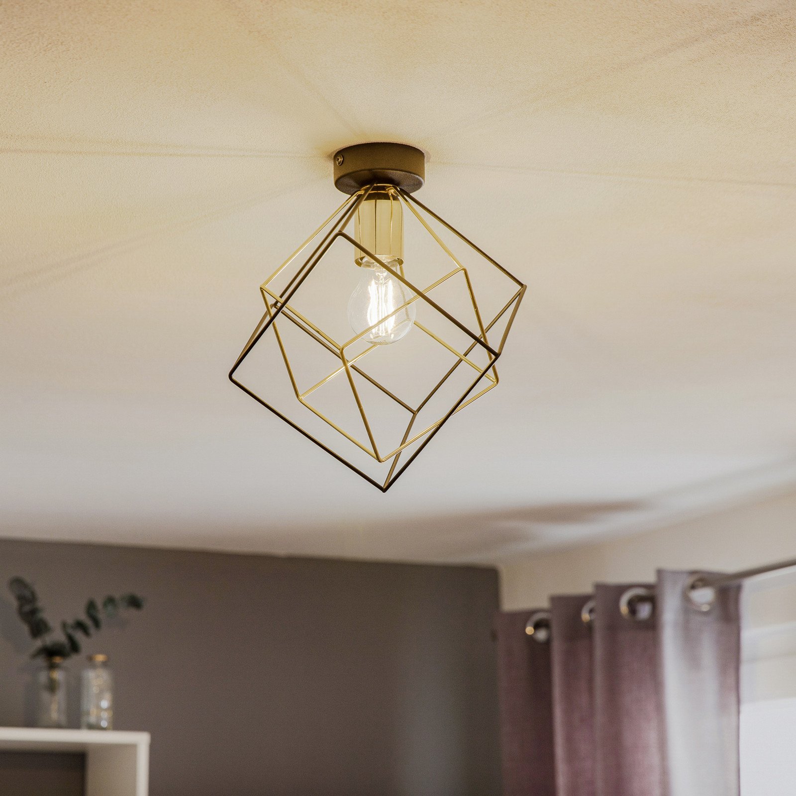 TK Lighting Plafonieră Alambre 1 bec auriu/negru - Camera de zi / sufragerie - Modern - negru auriu - Metal