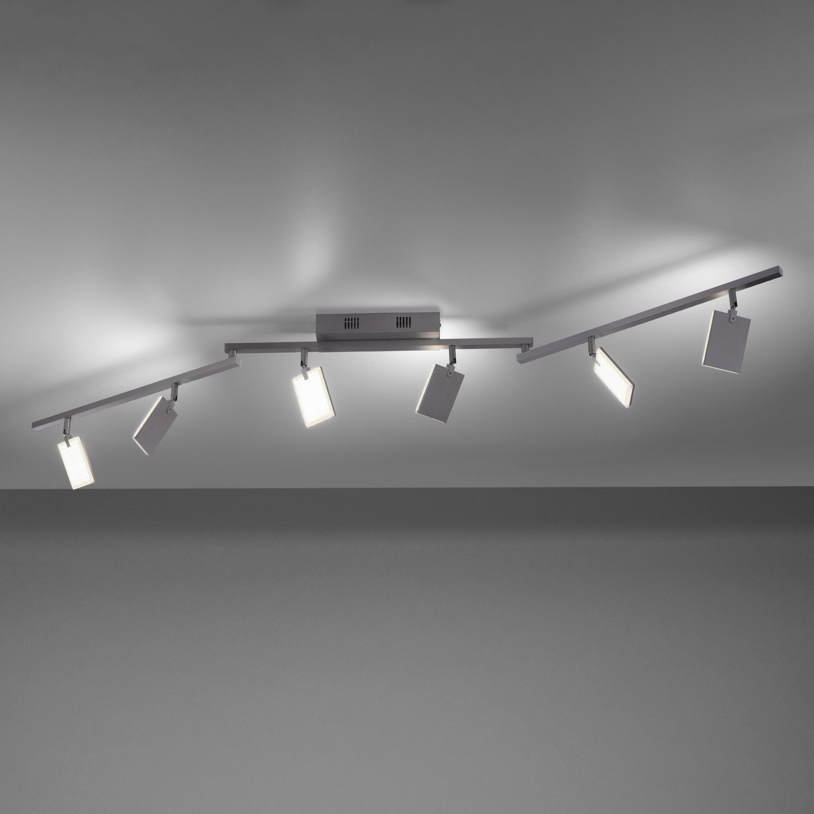 PURE Mira plafonieră 6 becuri Remote CCT alu - Camera de zi / sufragerie - modern - aluminiu satinat - Metal