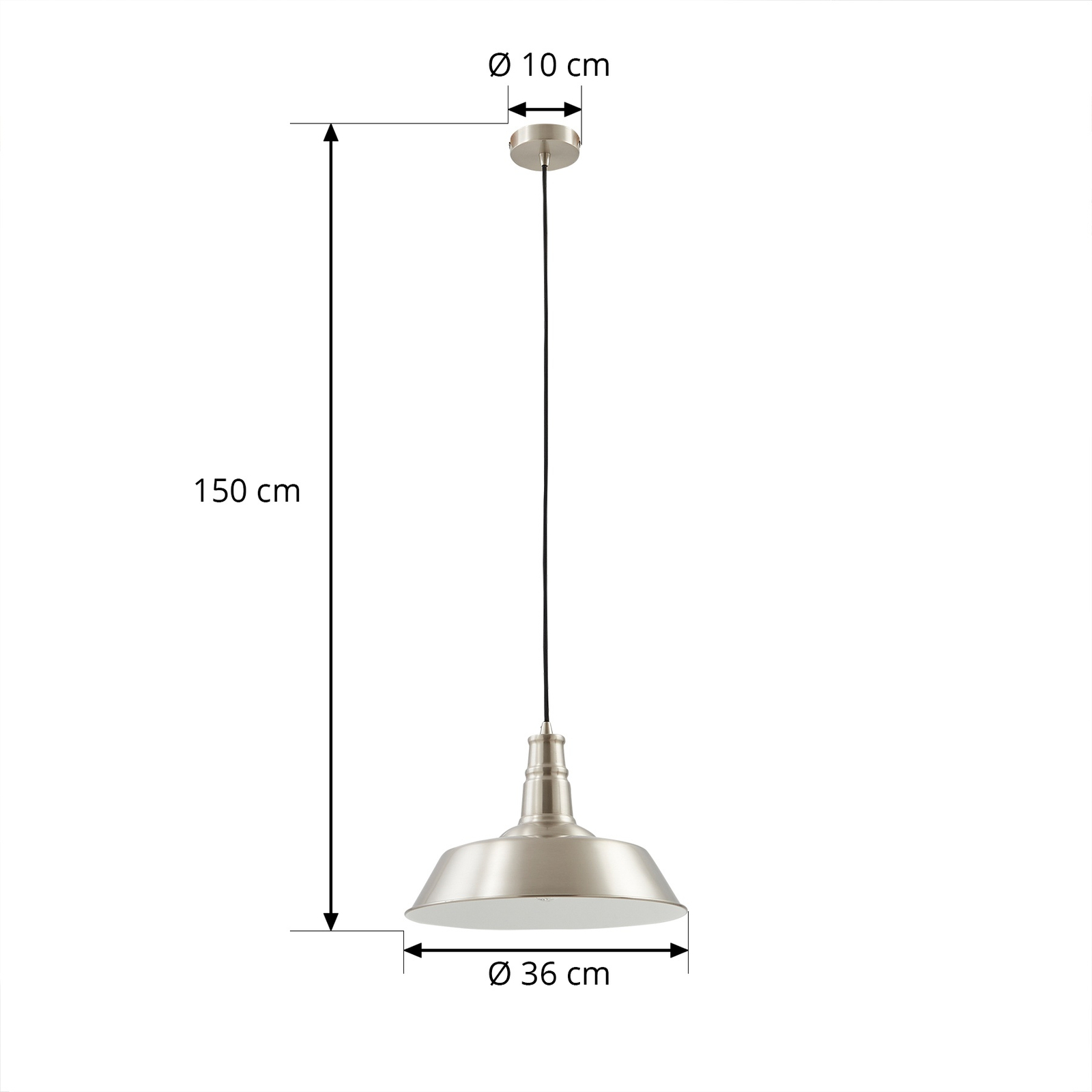 Laylan Závěsná Lampa Ø36 Nikel/Biela - Lindby