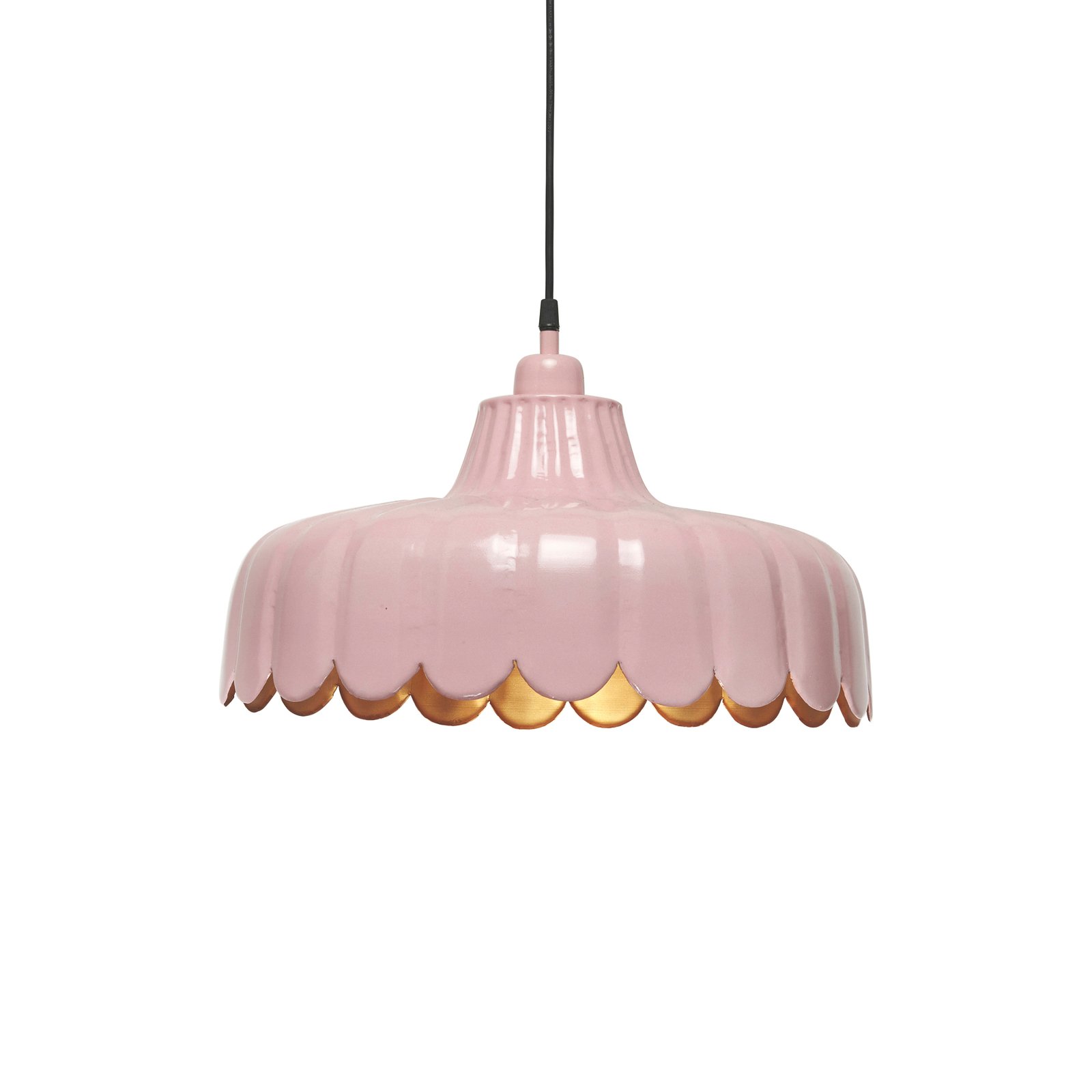 PR Home pendant light Wells, pink/gold, Ø 43 cm, metal