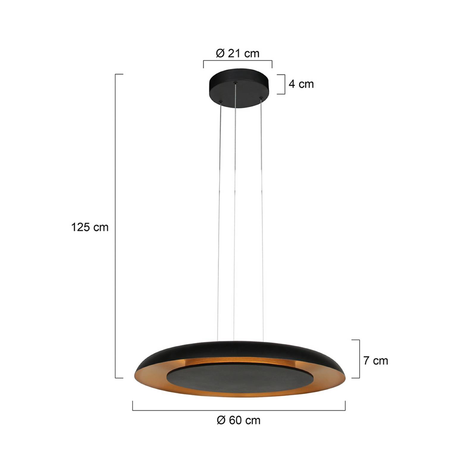 LED-Hängeleuchte Golden Veil, schwarz/gold, dimmbar, Metall günstig online kaufen