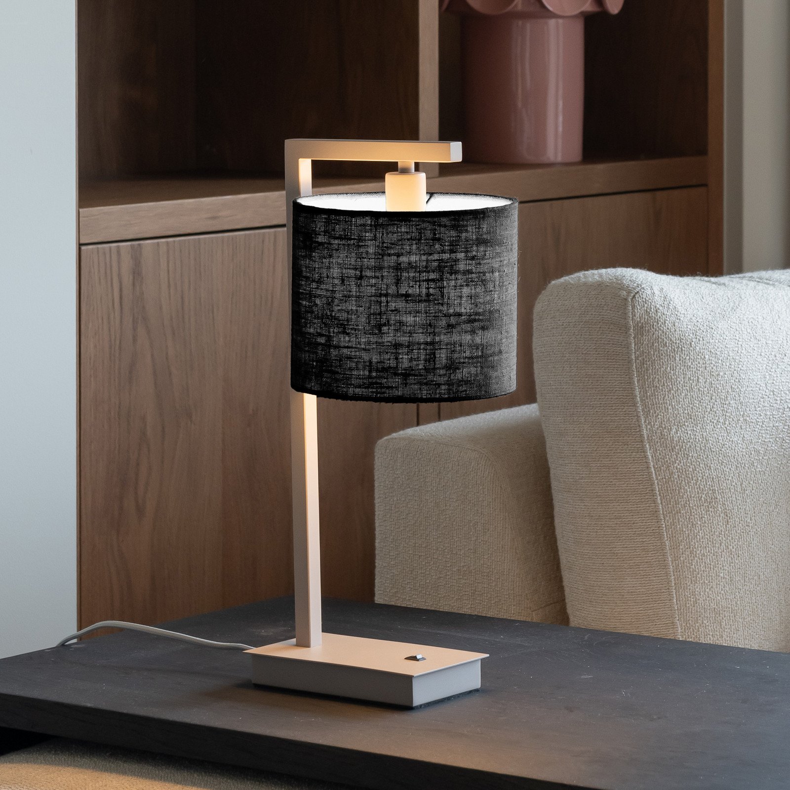 IT´S ABOUT ROMI ITS ABOUT ROMI Lampă de masă Boston negru/culoarea nisipului - Camera de zi / sufragerie - negru culoarea nisipului - Țesătură / Textil