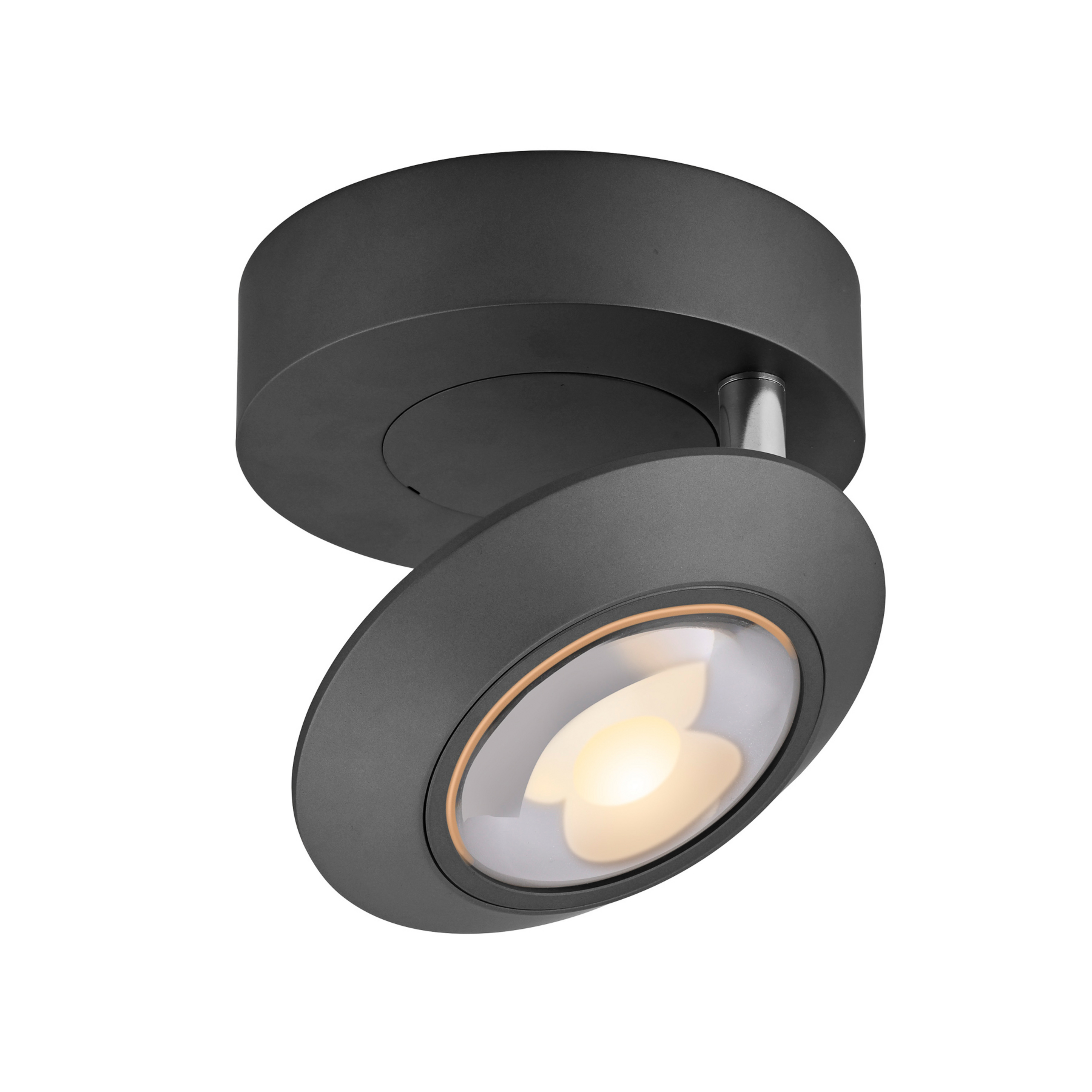 Lámpara LED de techo PURE Oculis, negra, Ø 15 cm, hierro/vidrio