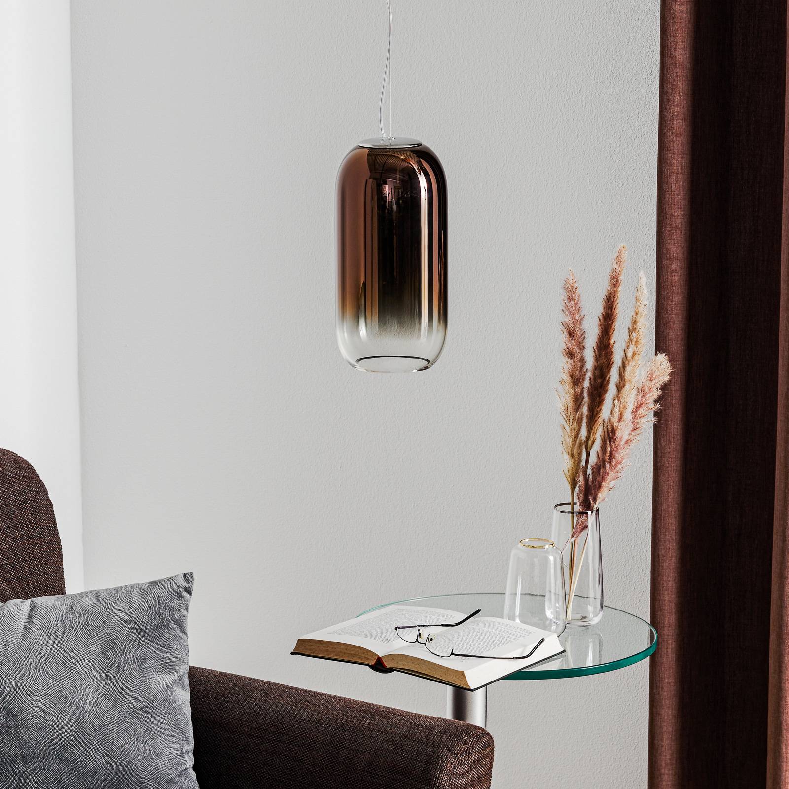 Artemide Gople Mini lampa wisząca brązowa/srebrna
