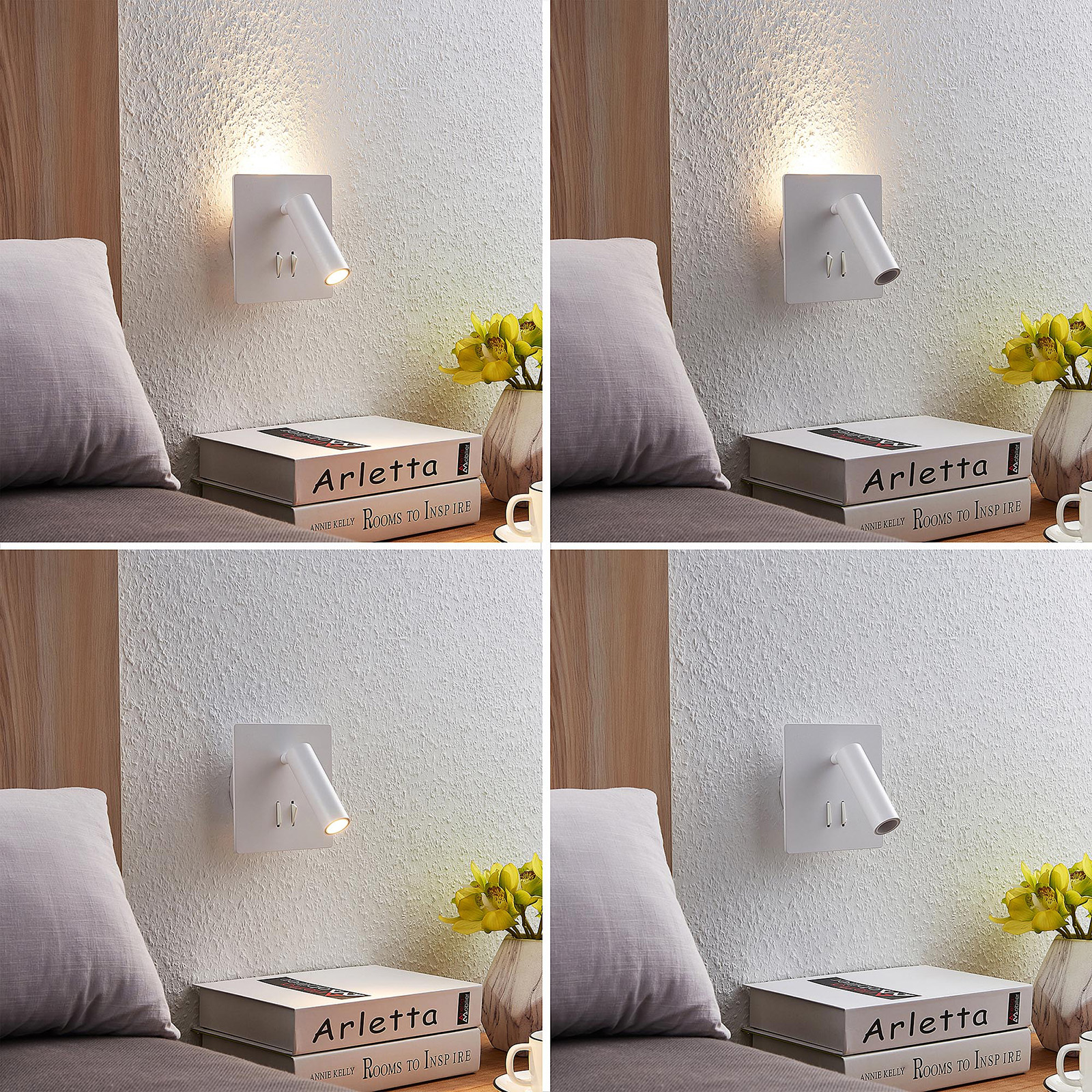 Lucande Magya LED wandlamp wit 2-lamps vierkant
