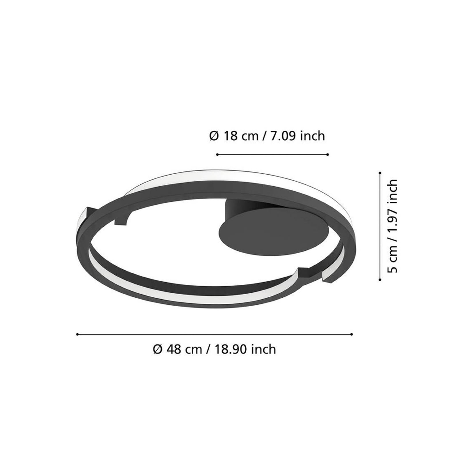 EGLO LED plafondlamp MEZZOMONTE, zwart, Ø 48 cm, CCT