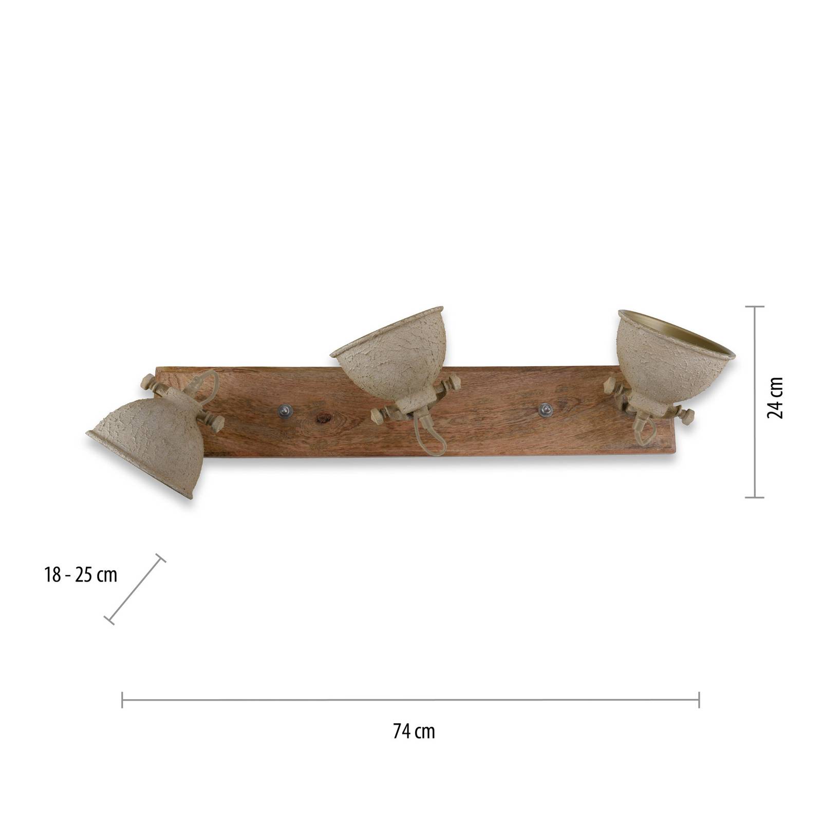 Lampa sufitowa Samia 3-punktowa, drewno, beżowy teksturowany