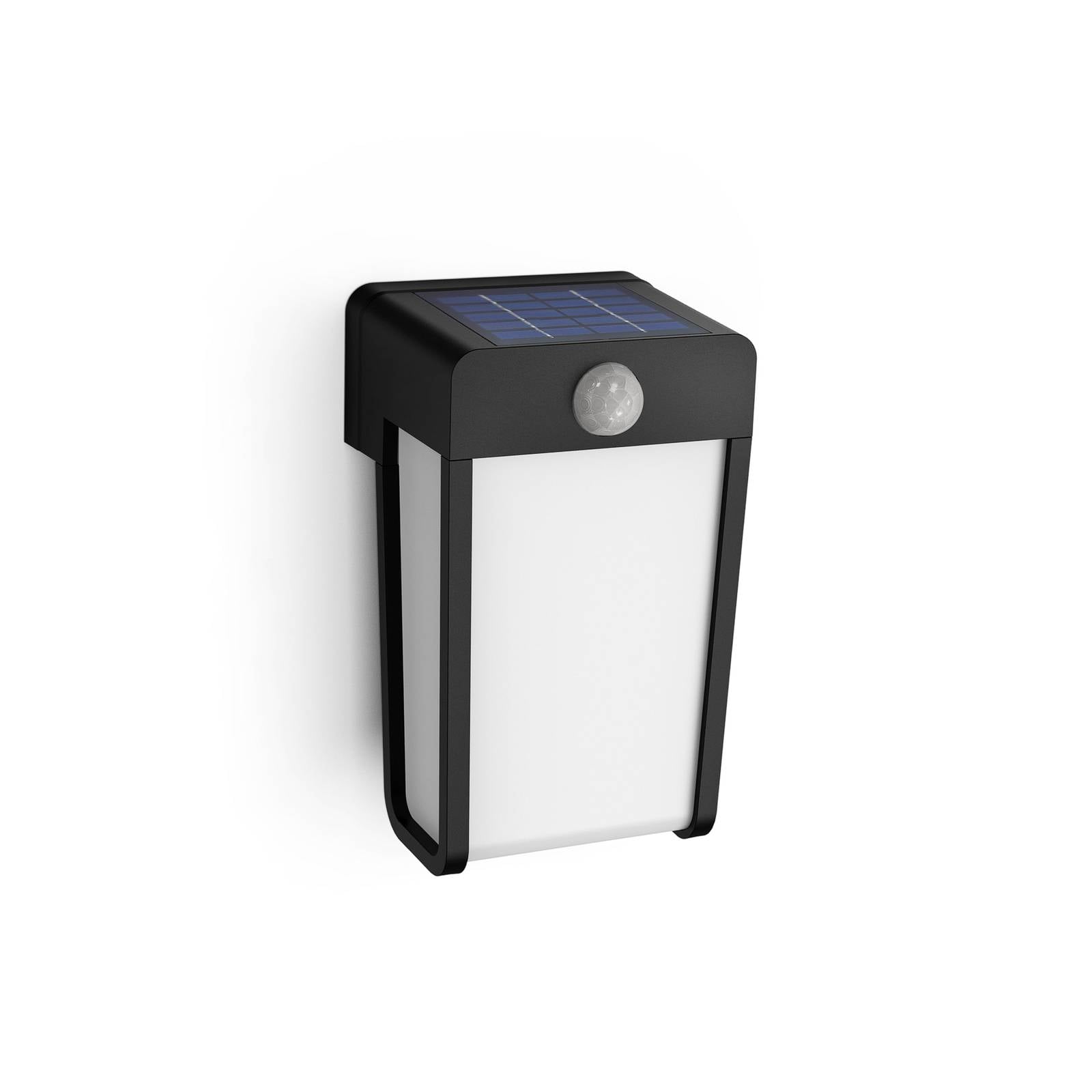 Philips LED-Solar-Wandleuchte Shroud, schwarz/opal, Sensor