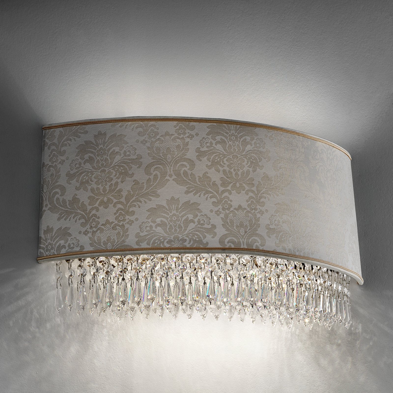 50 cm wide wall lamp Glassé with damask lampshade