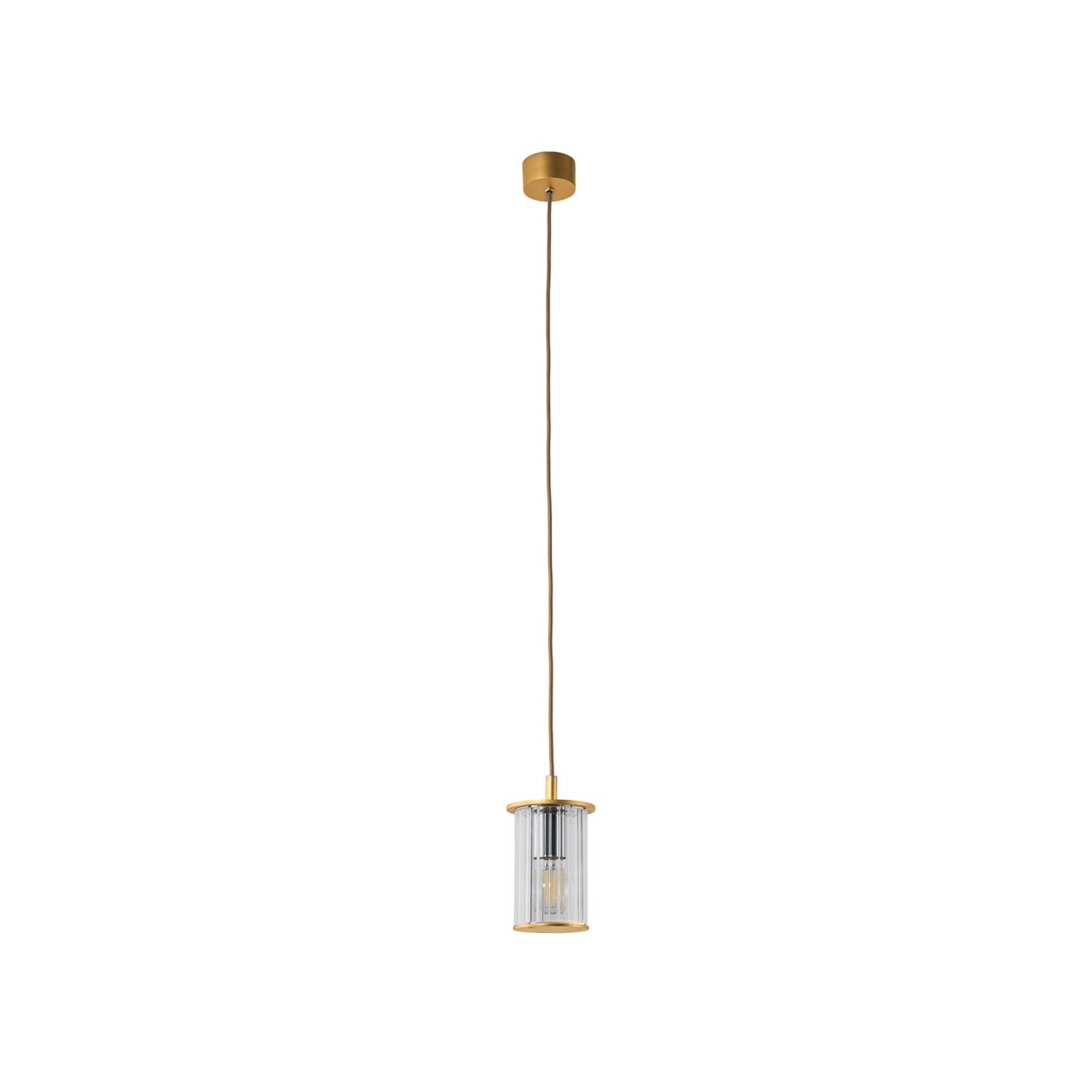 Außenhängeleuchte Nora, gold/transparent, IP44, Glas