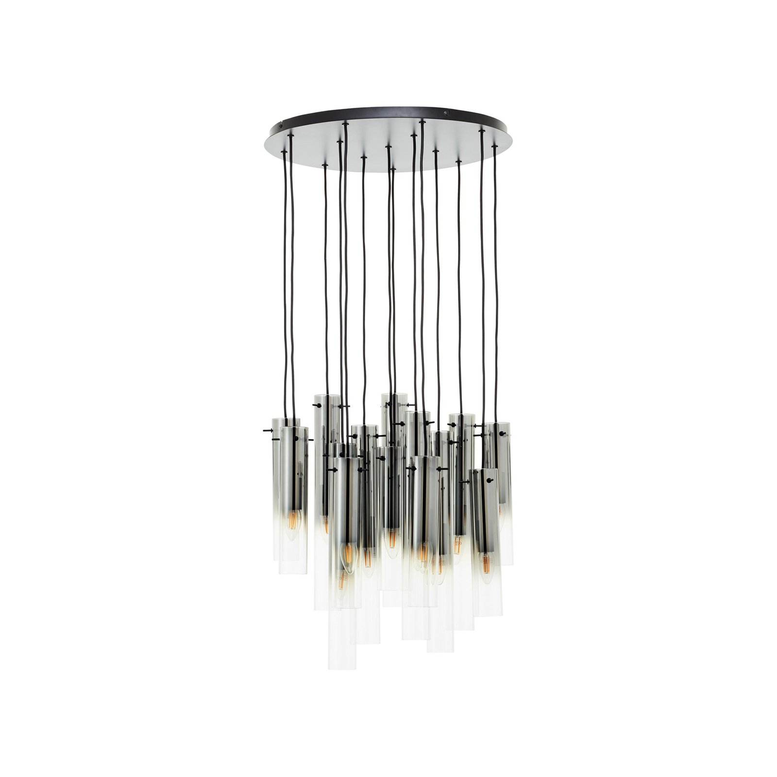 Glasini hanging light, Ø 52 cm, smoke grey, 14-light, glass