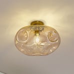 Lindby Deckenleuchte Lelia, amber, Glas, Ø 35 cm