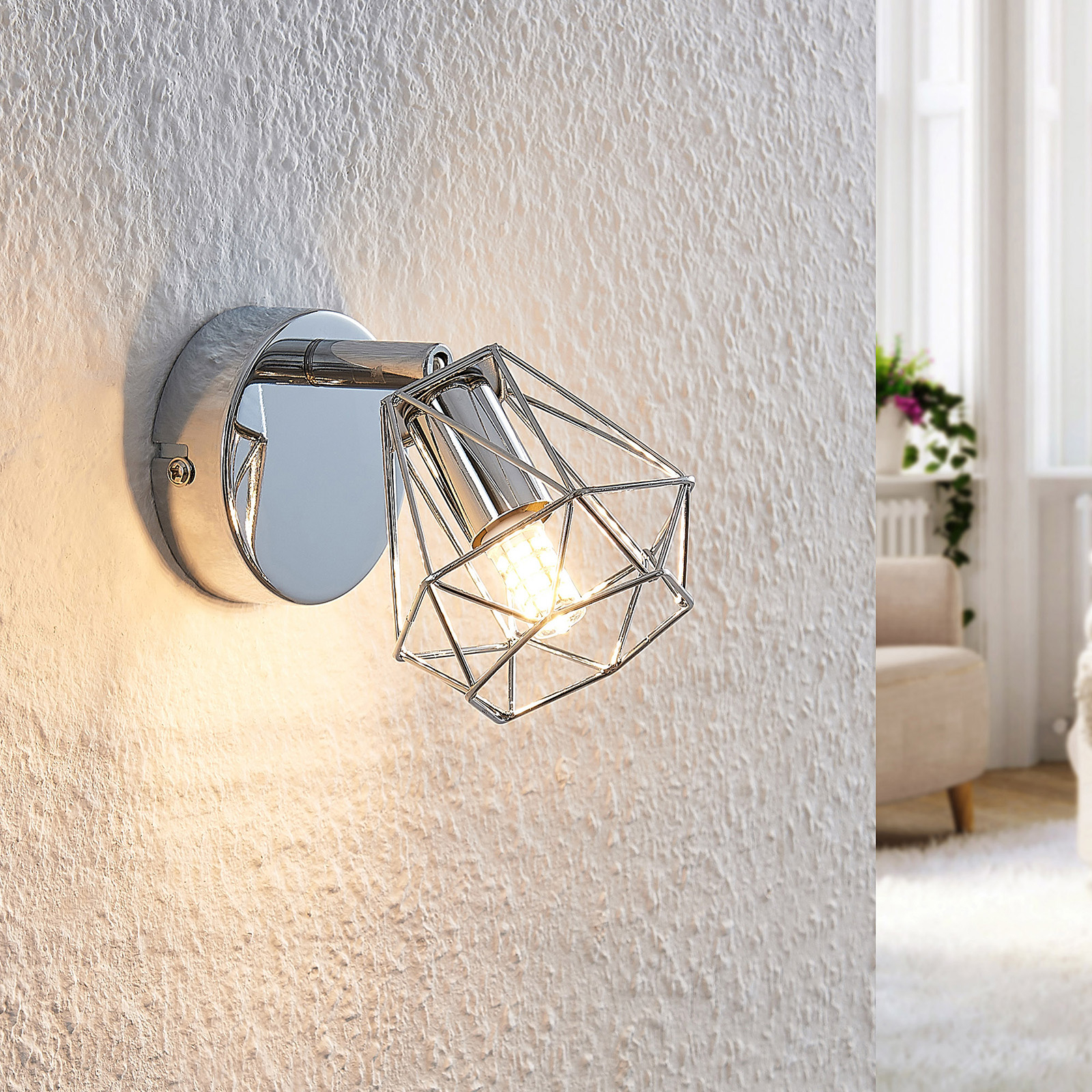 Lindby Giada LED-Wandspot mit Käfigschirm