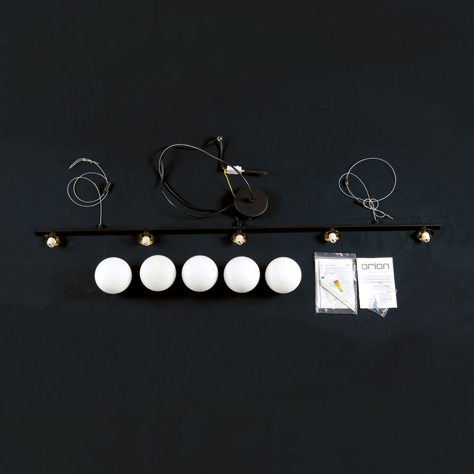 Hanglamp Snowwhite, 5-lamps, zwart