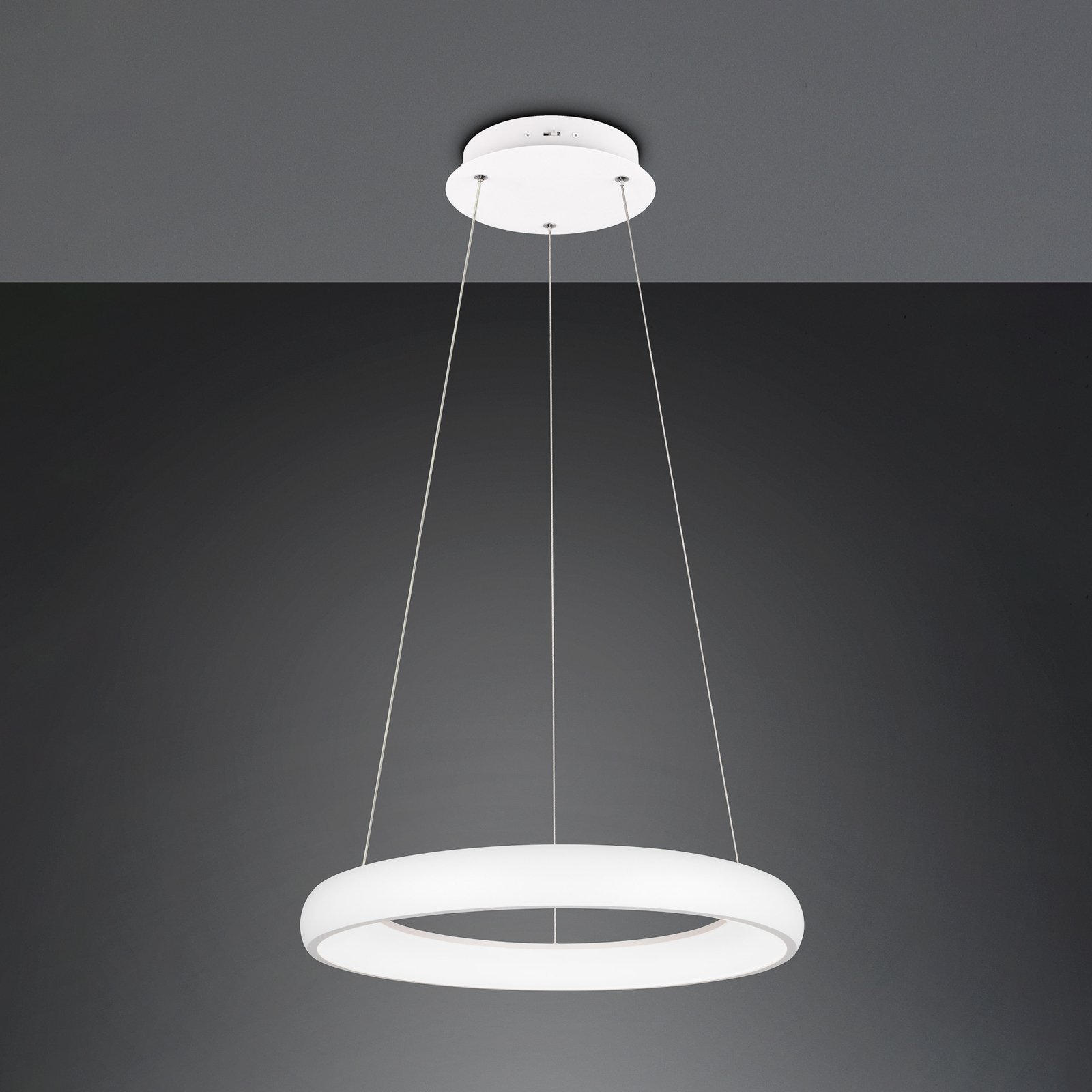 LED pendant light Cardona, Ø 62 cm, white, CCT, metal