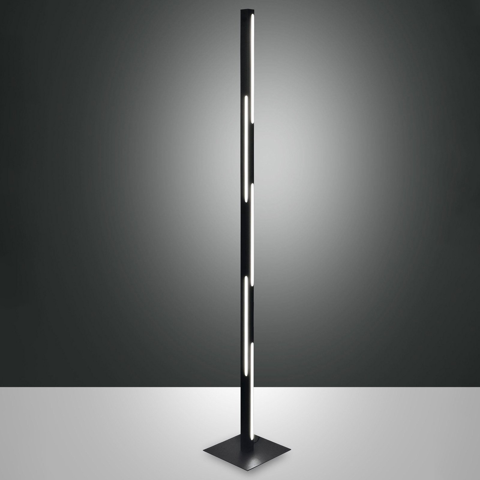LED vloerlamp Ling, zwart, hoogte 165 cm, dimbaar, metaal