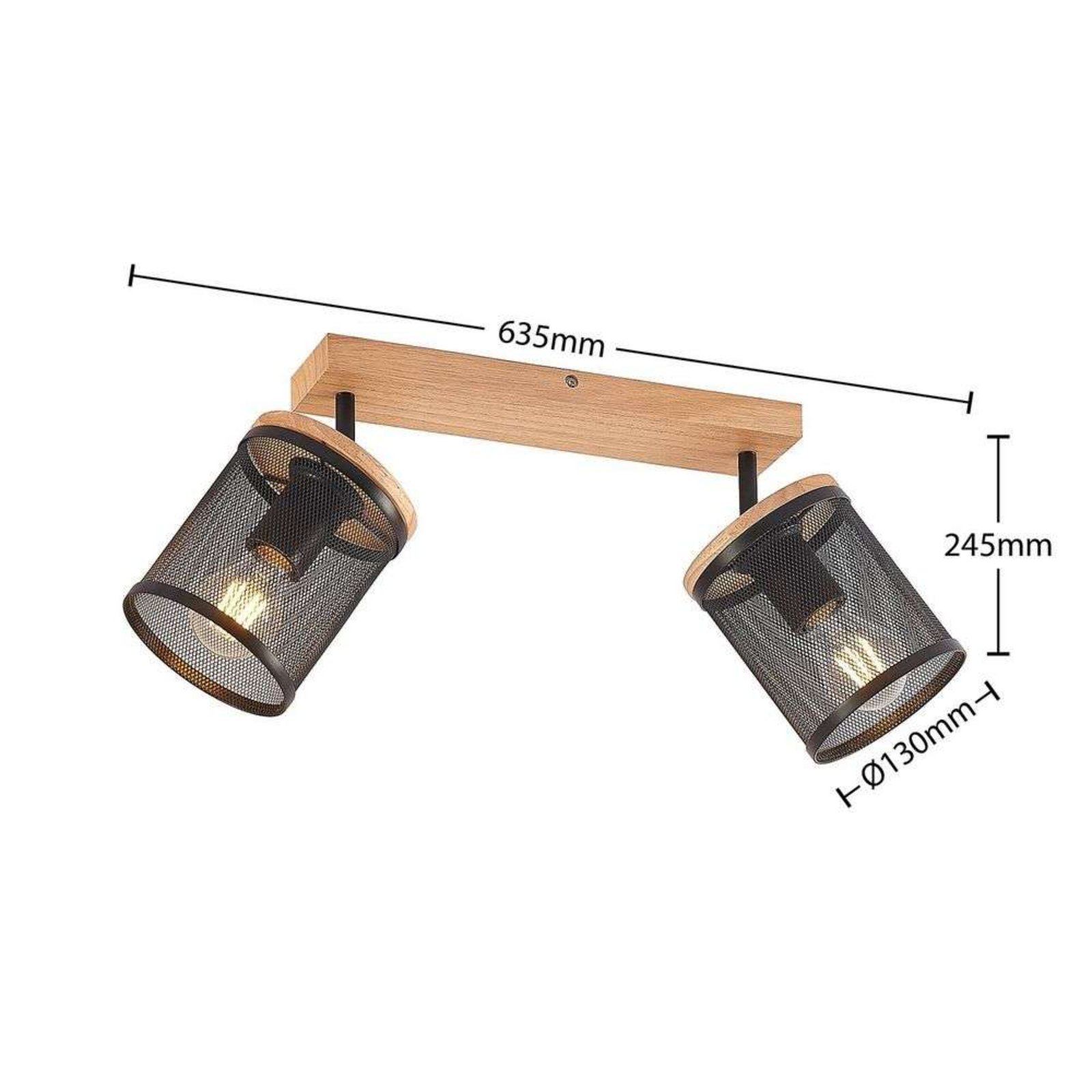 Kiriya 2 Stropna lampa Crna/Drvo - Lindby