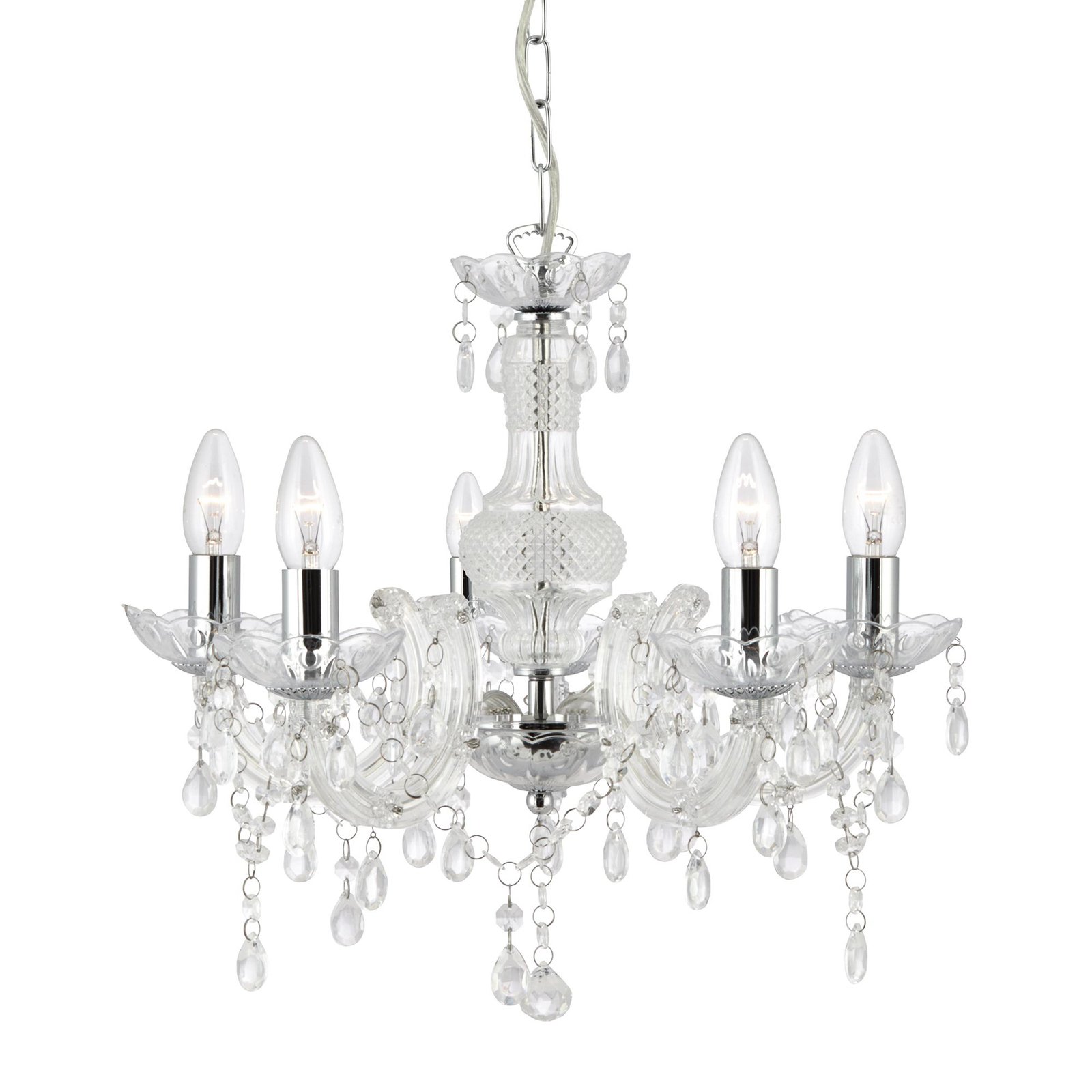 Marie Therese chandelier, clear, 5-bulb
