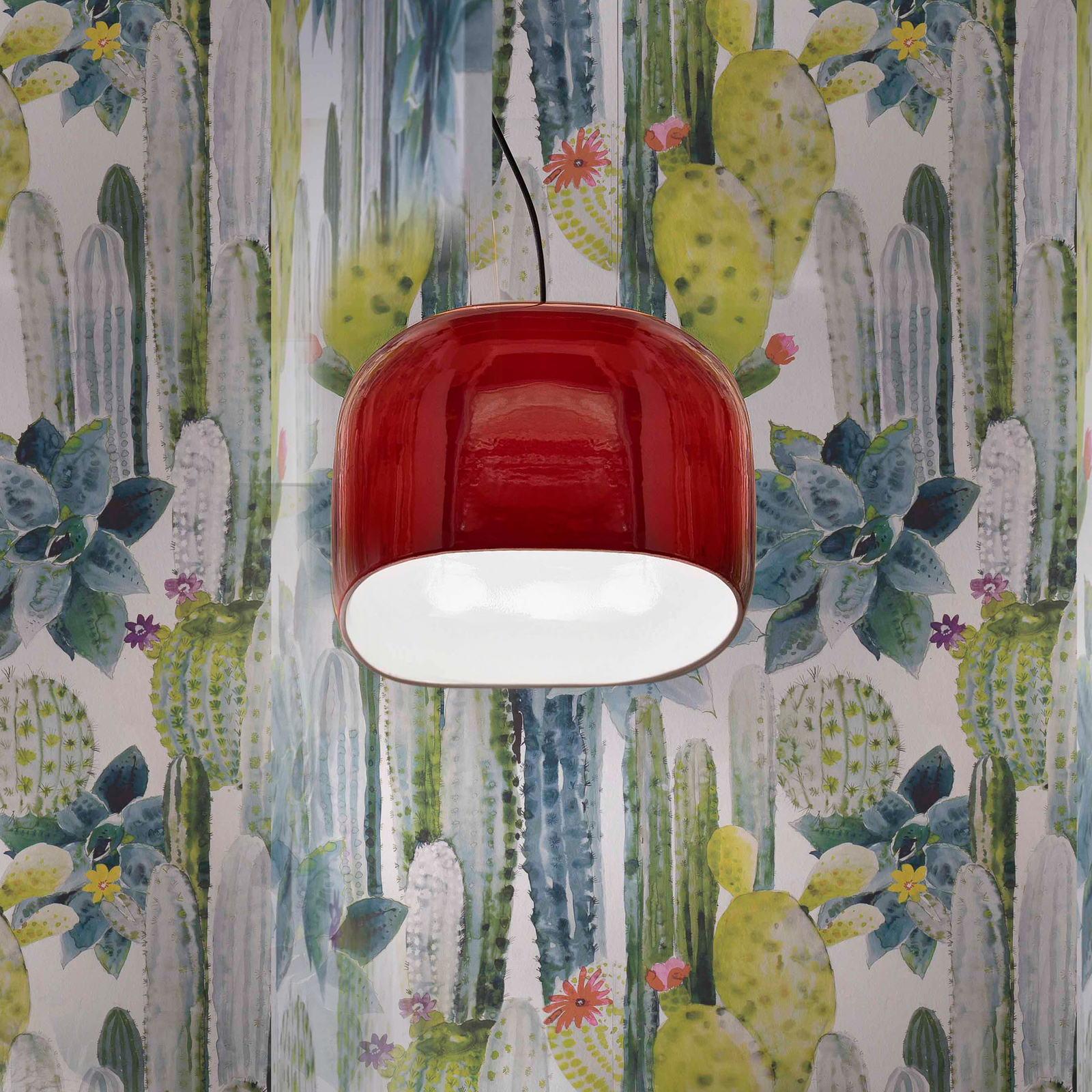 Ayrton hanging lamp, ceramics, 29 cm, red