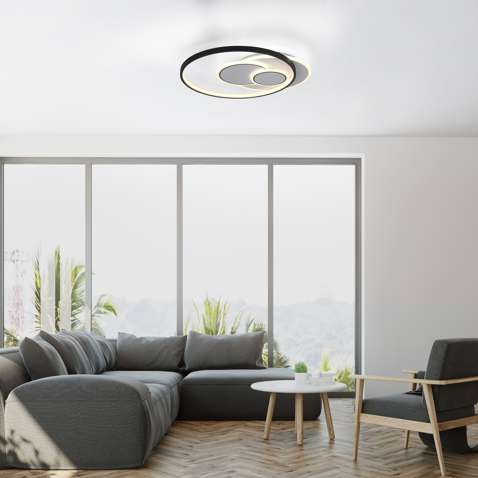 Paul Neuhaus Mailak plafonieră LED rotundă - Camera de zi / sufragerie - modern - alb negru - Aluminiu