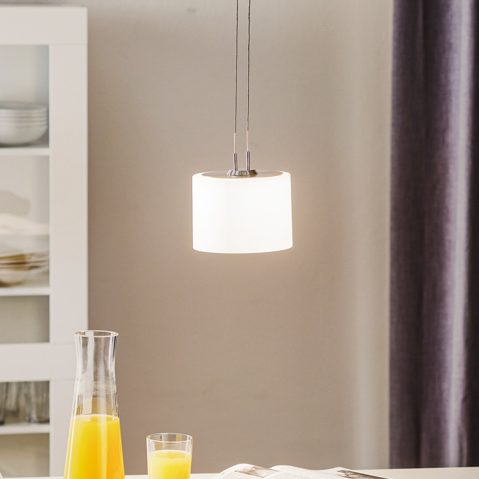 BANKAMP Grazia suspendată ZigBee 1s. 16cm nichel - Camera de zi / sufragerie - modern - nichel mat crom - Sticlă