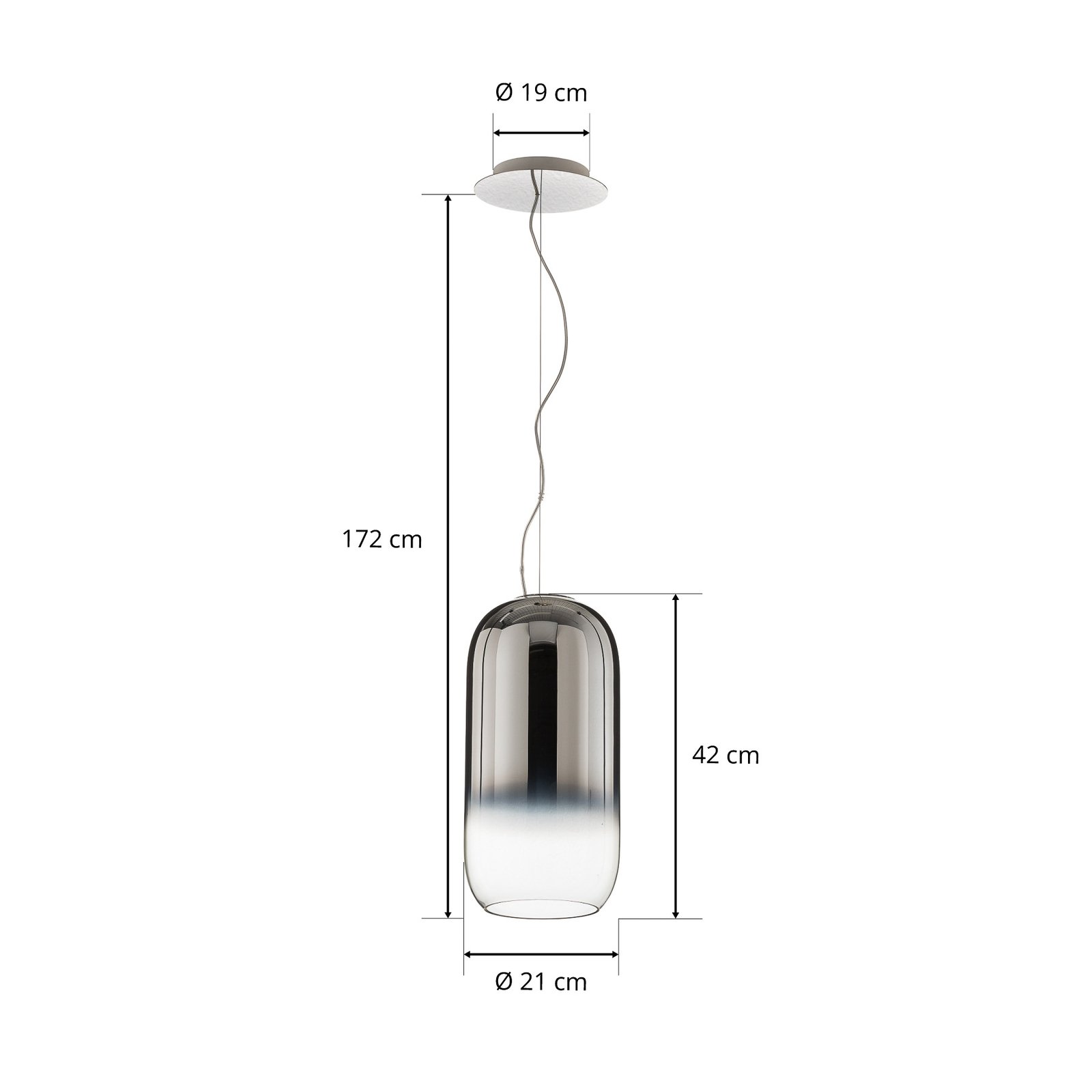 Artemide Gople suspension en verre, argent/argent