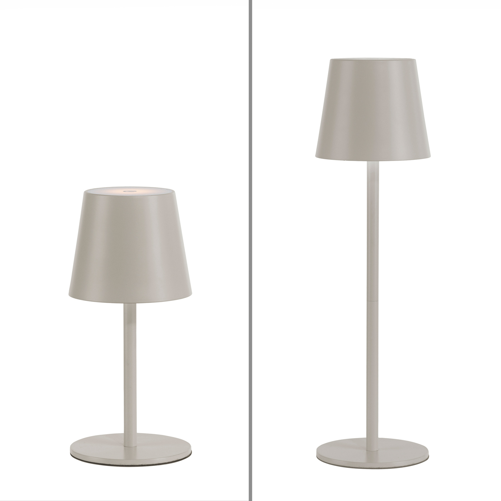 JUST LIGHT. Euria LED table lamp, grey-beige iron IP54