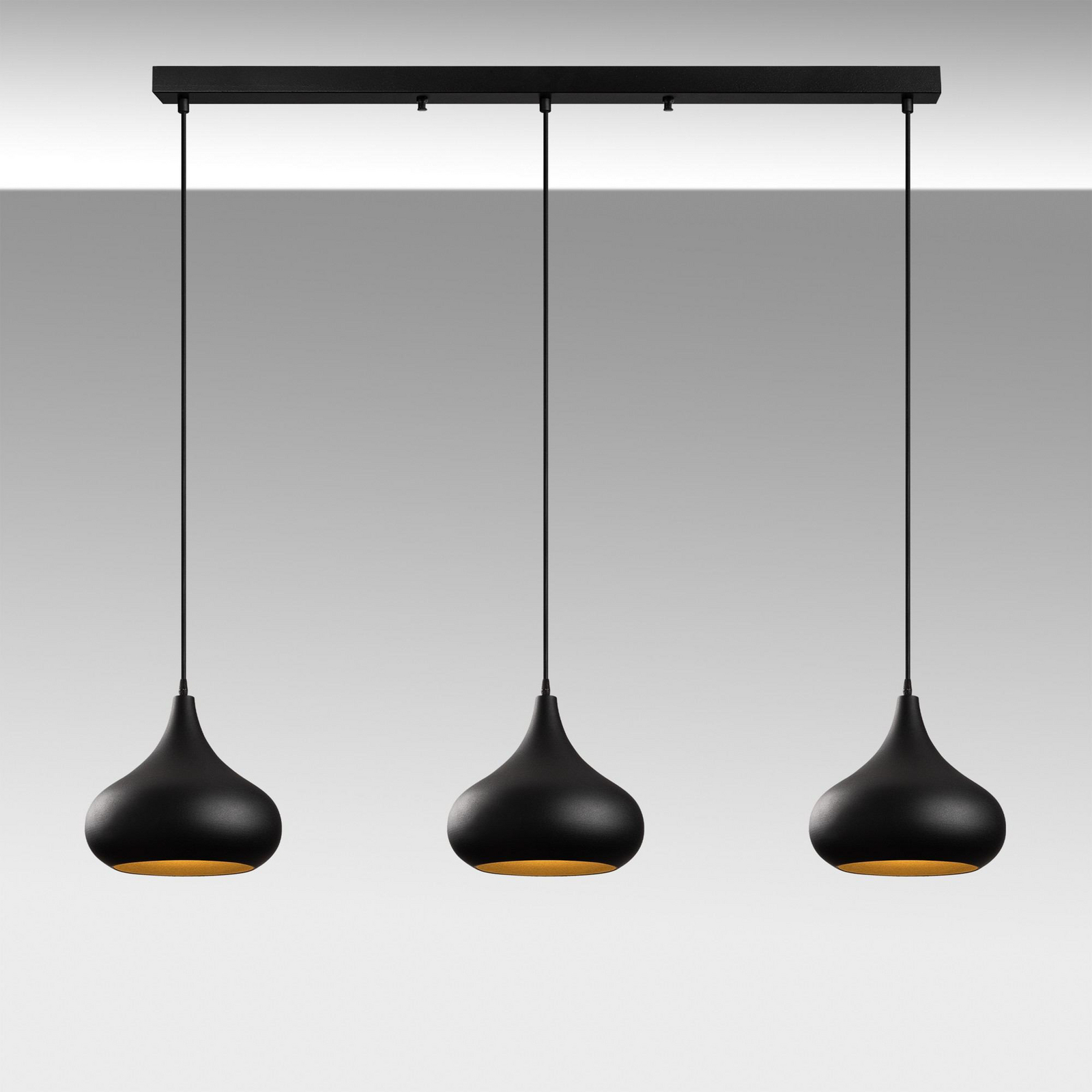 Muba pendant light, black, length 120 cm, metal