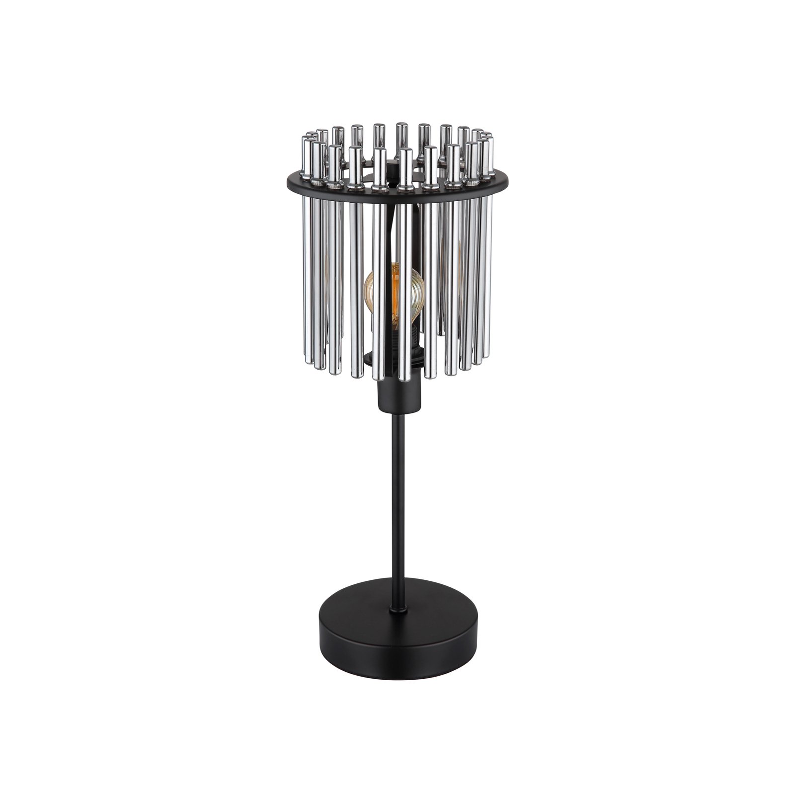 Gorley bordlampe, høyde 37,5 cm, røykgrått, glass/metall