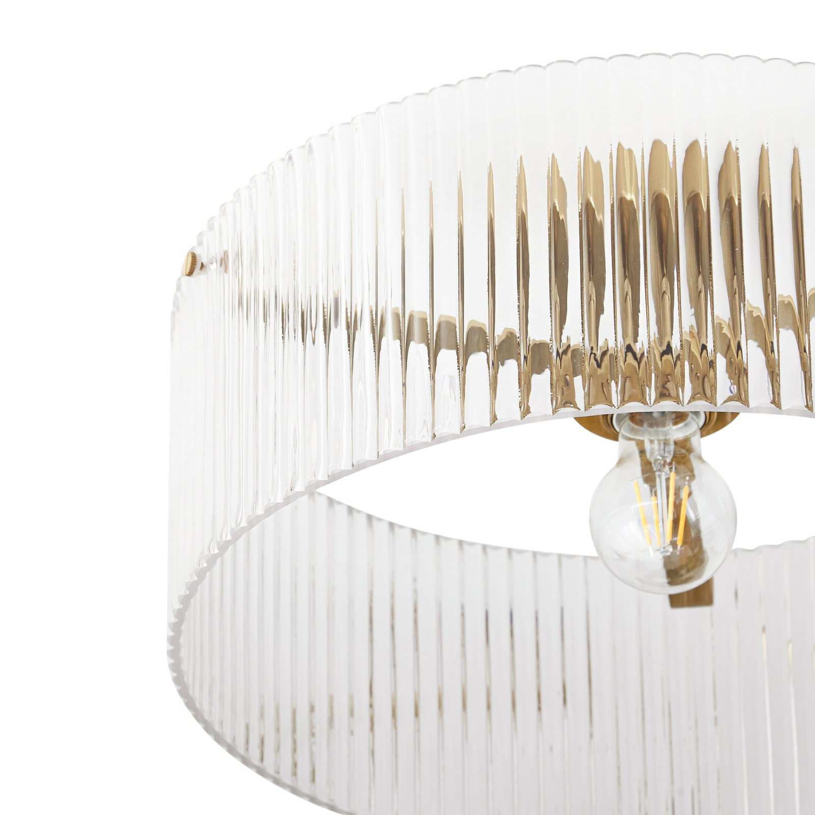 Plafonnier Meritt, laiton/transparent, Ø 40 cm, verre - Lucande