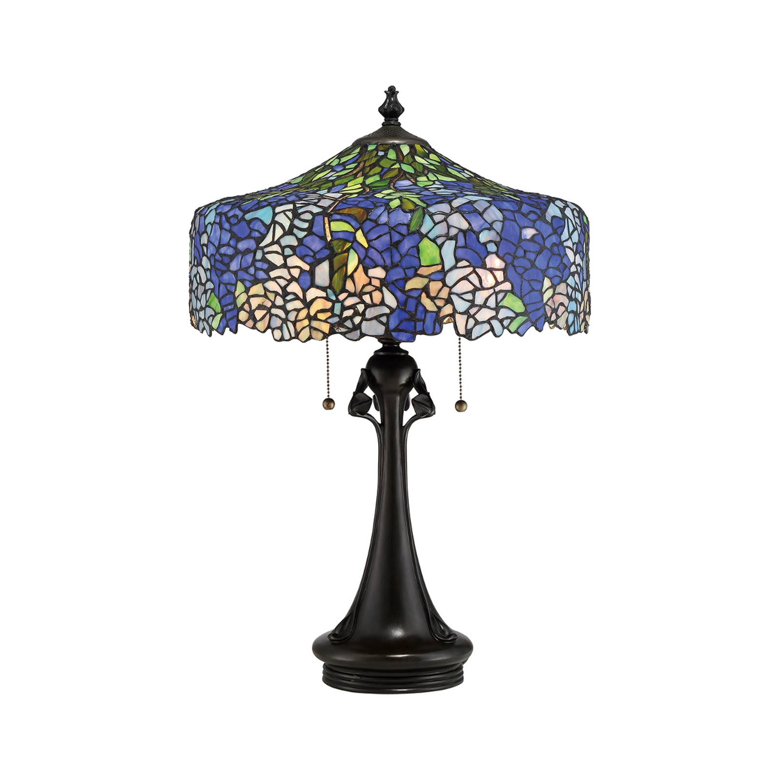 QUOIZEL Cobalt table lamp in a Tiffany design, for Living / Dining Room, steel, glass, E27, 60 W, H: 69 cm