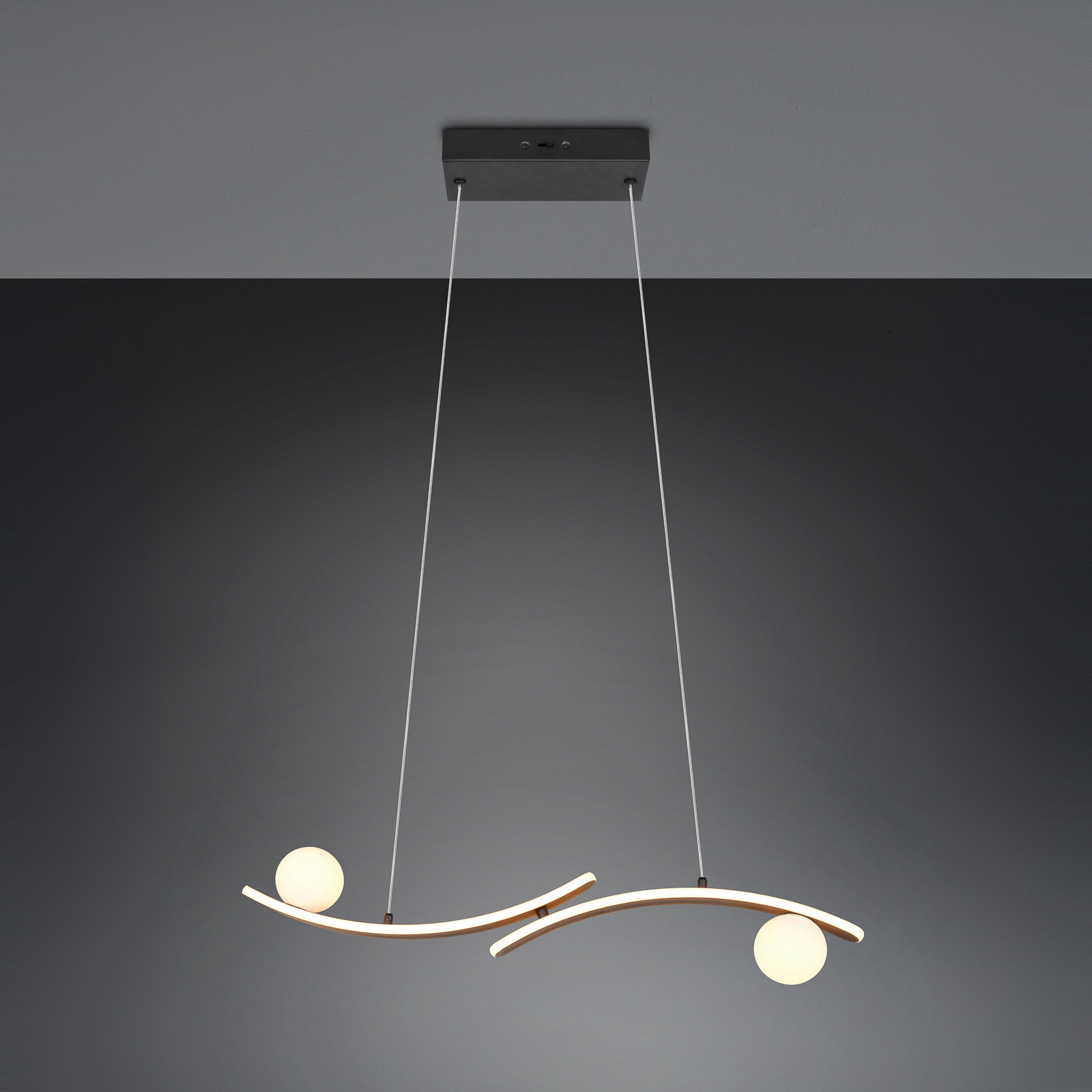 Lampă suspendată LED Napoli, negru mat, lungime 82 cm, metal