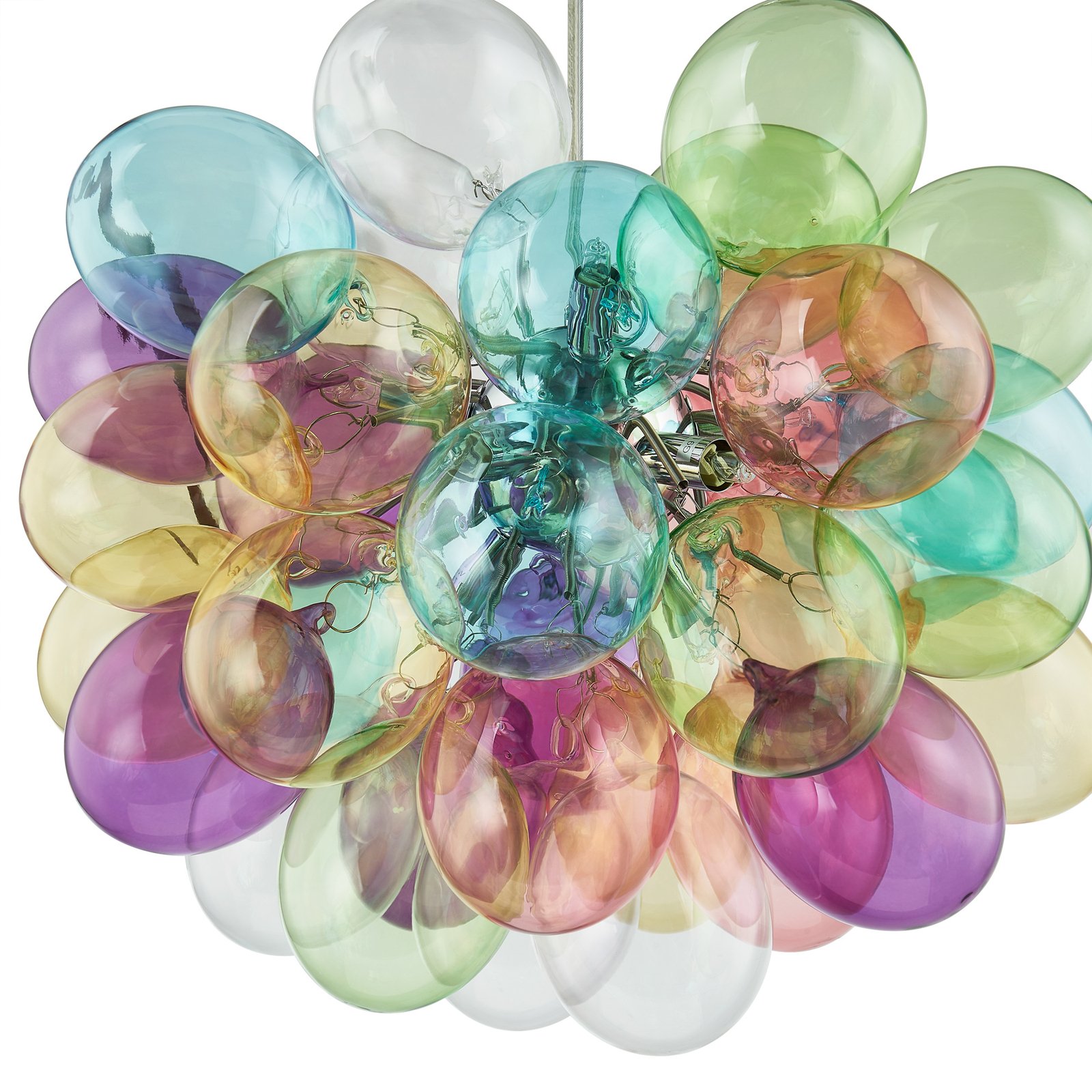 Lucande Hängeleuchte Diborah, Ø 50 cm, bunt, Glas, G9