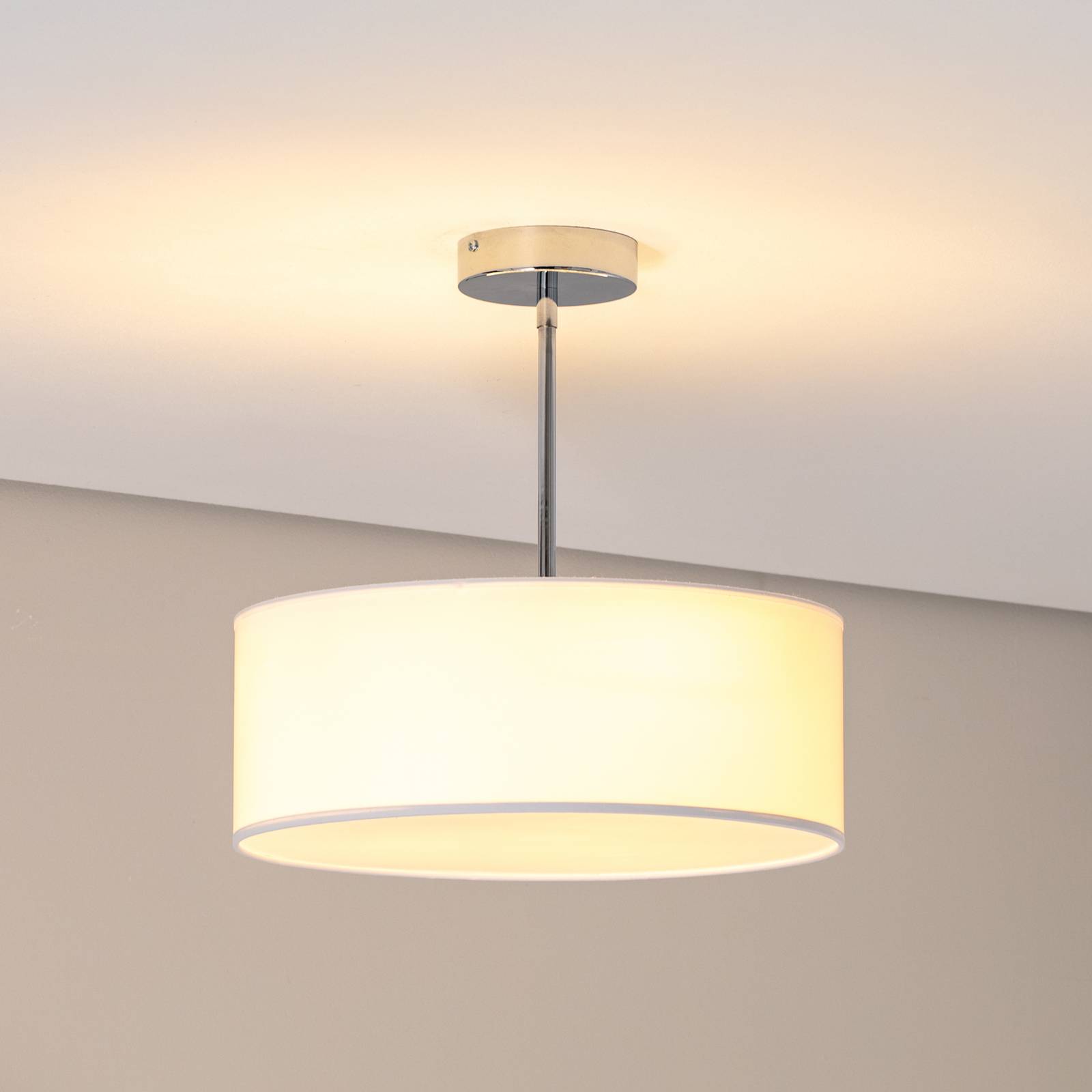 Lampa sufitowa Oja, biały/chrom, tekstylna, Ø 40 cm