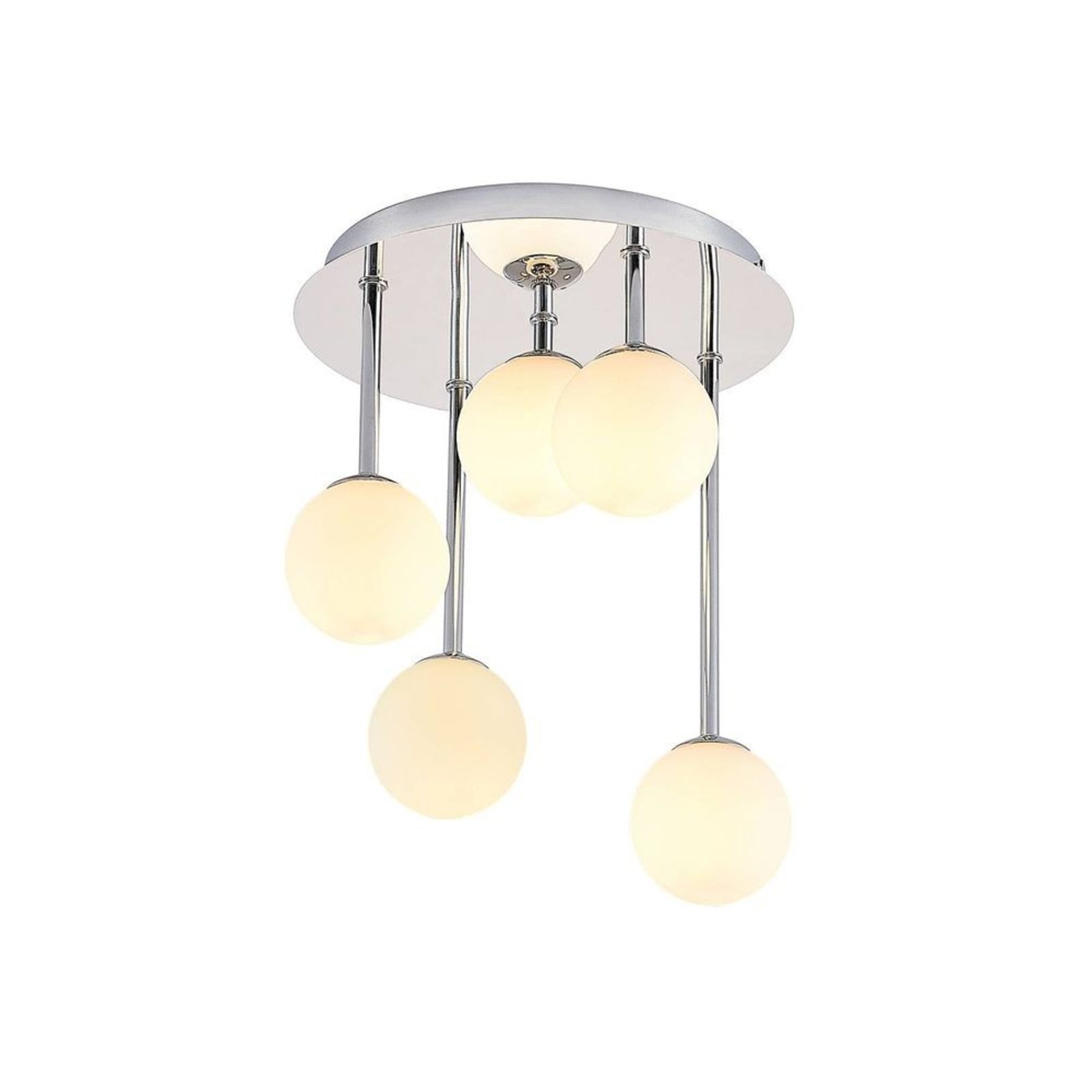 Chrissy 5 Ceiling Lamp Ø25 Opal/Chrome - Lindby