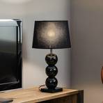 Tekstil-bordlampe Fulda, glassdekorasjon, svart