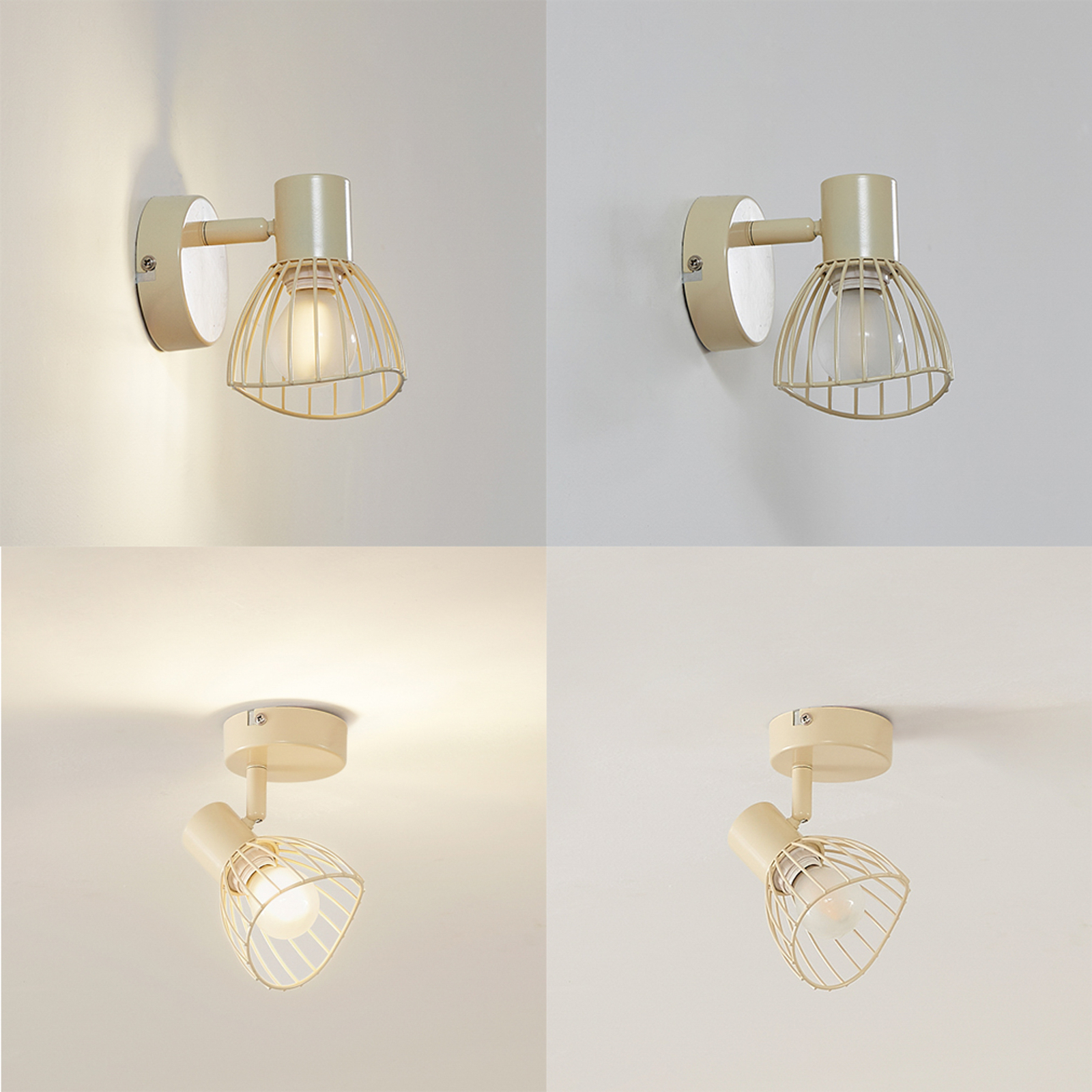 Lindby ceiling light Piena, beige, 1-bulb, metal, Ø 93.cm