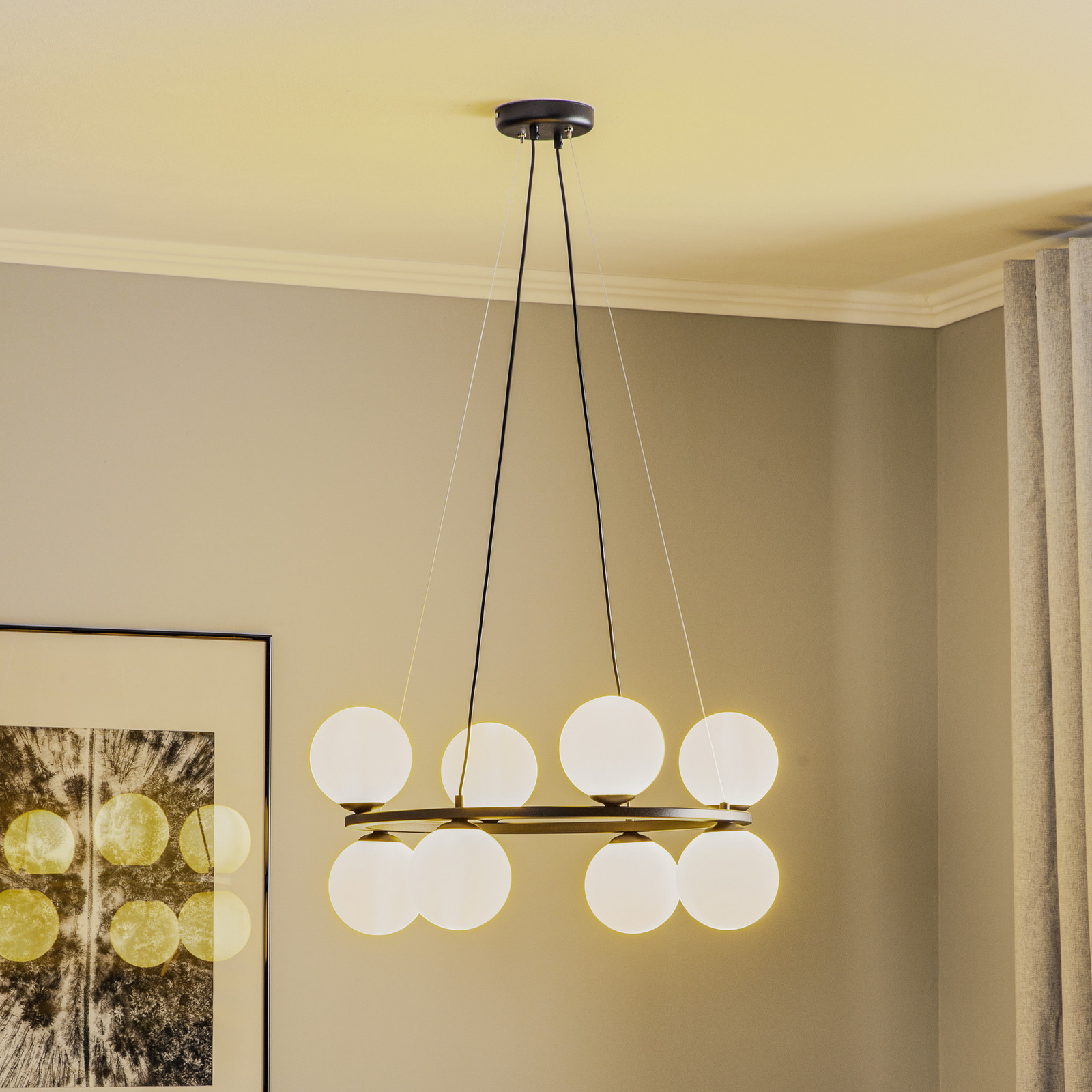 ALDEX Candelabru coroană 8 becuri - Camera de zi / sufragerie - Modern - negru alb mat - Sticlă