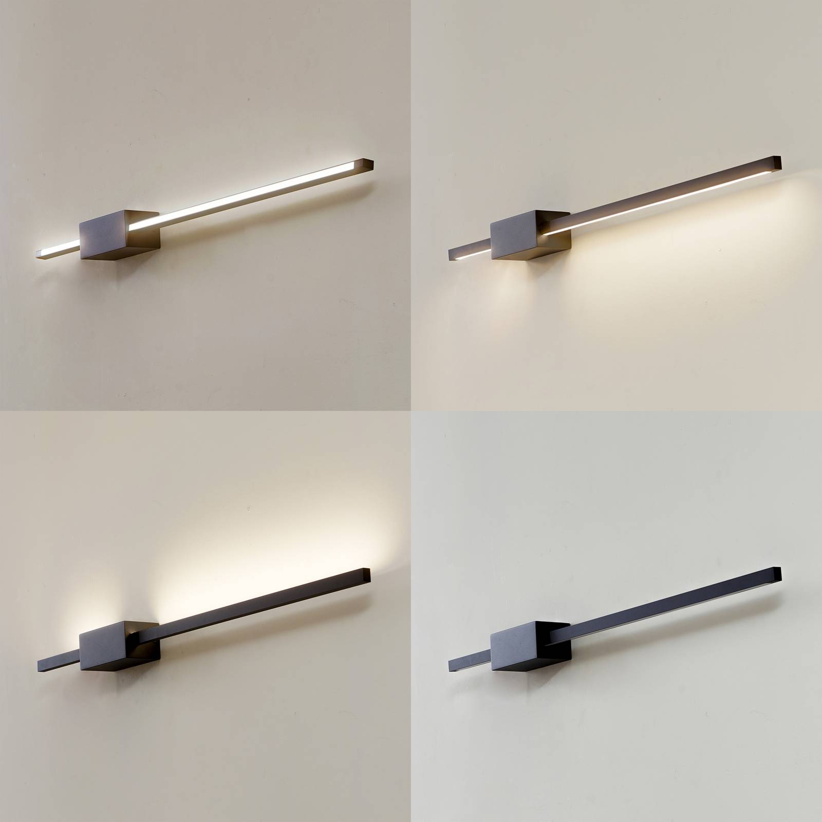 Lucande kinkiet LED Skaila, czarny, długość 90 cm, 3000 K