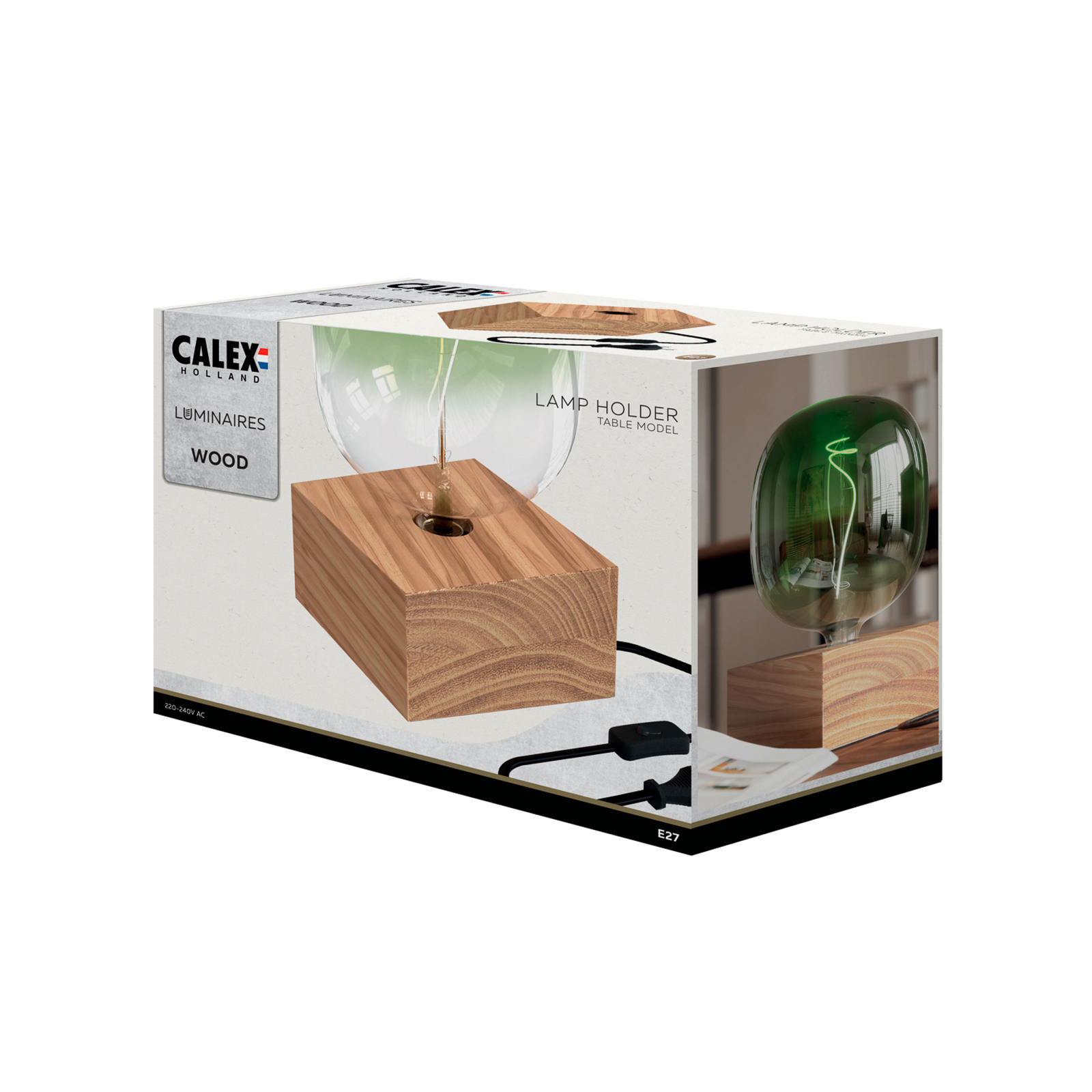 Calex Square Wood table lamp made of wood