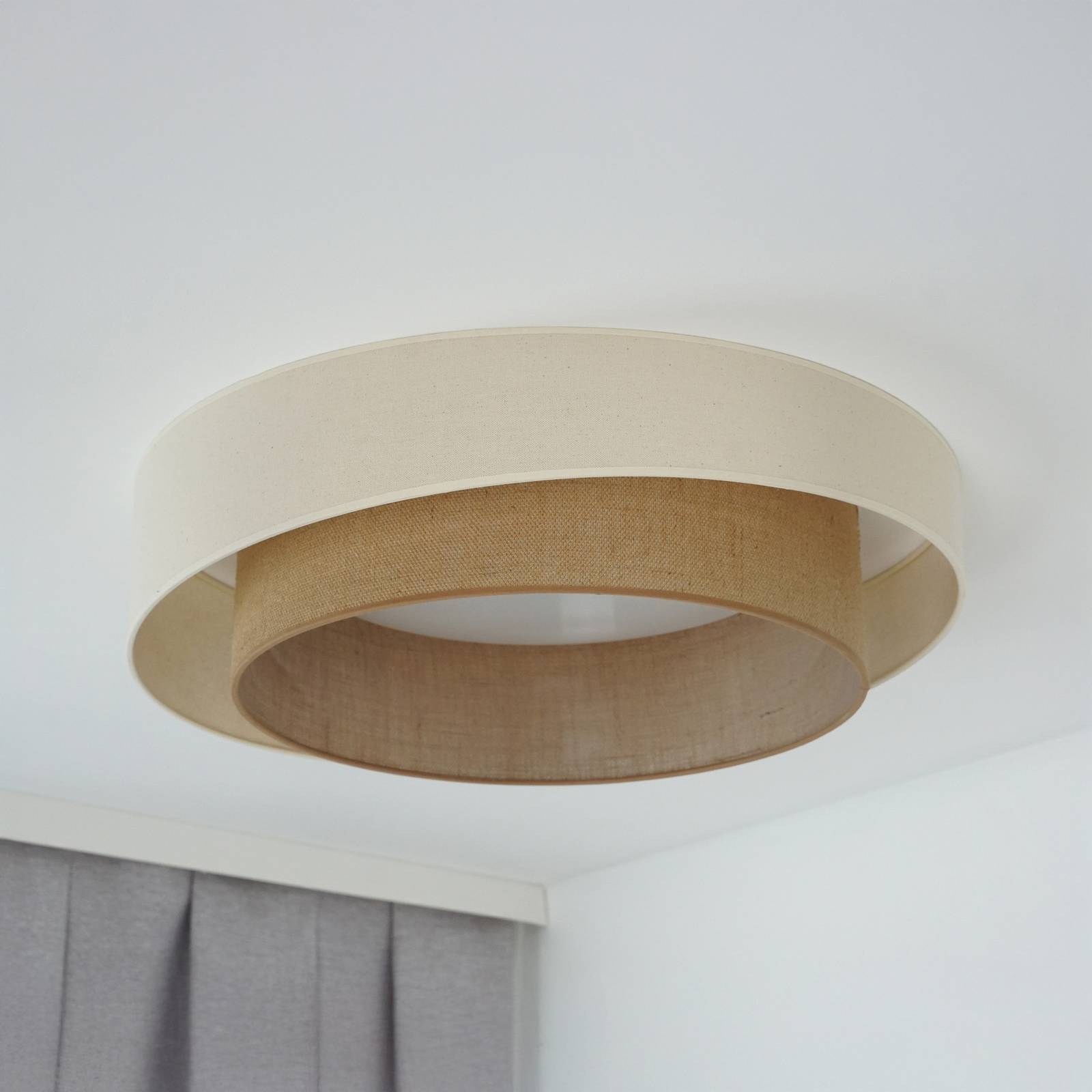 LED-Deckenleuchte Luneta S, Jute, beige/braun, Ø 60 cm günstig online kaufen