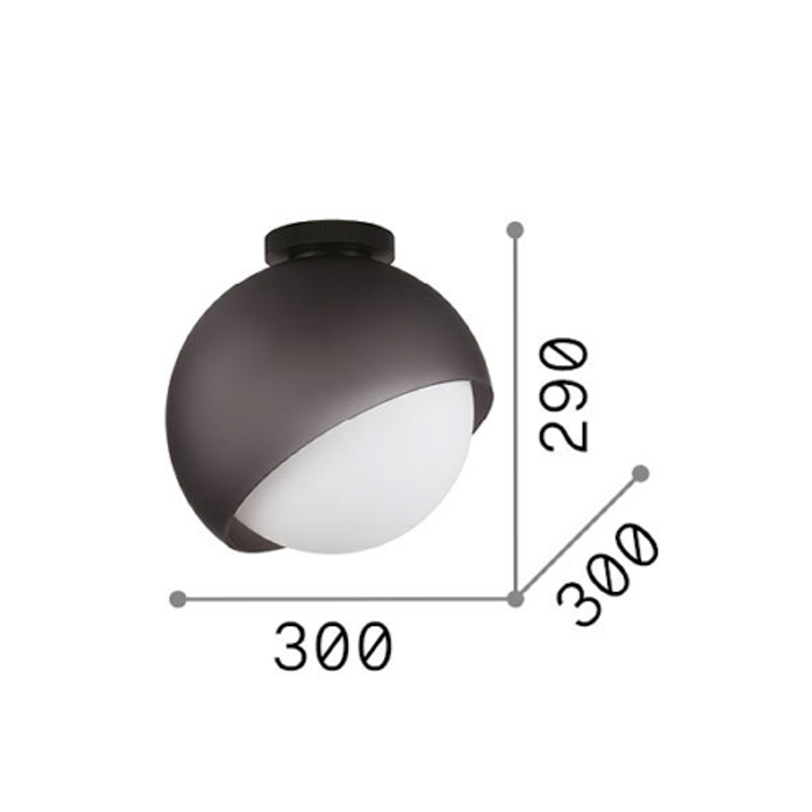 Φωτιστικό οροφής IDEAL LUX Bloom, Ø 30 cm, ορείχαλκος, μέταλλο/γυαλί