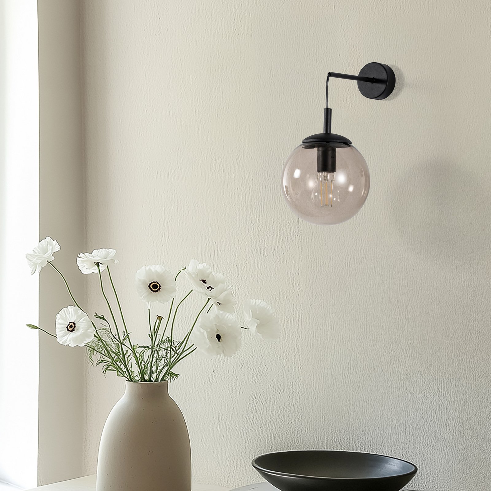 Esme sienas lampa, dzintara krāsā, augstums 45 cm, stikls, E27