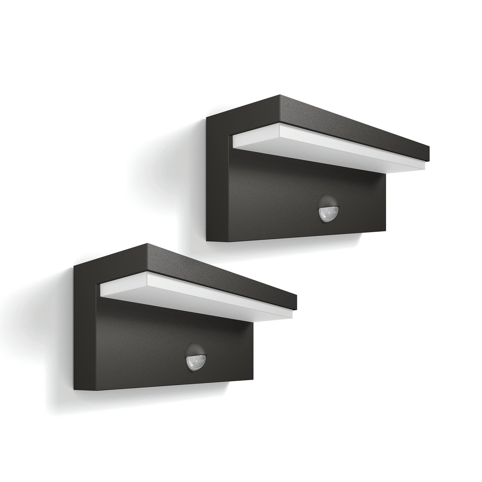 Philips LED лампа за външна стена Bustan, 2 броя, сензор, 2700K