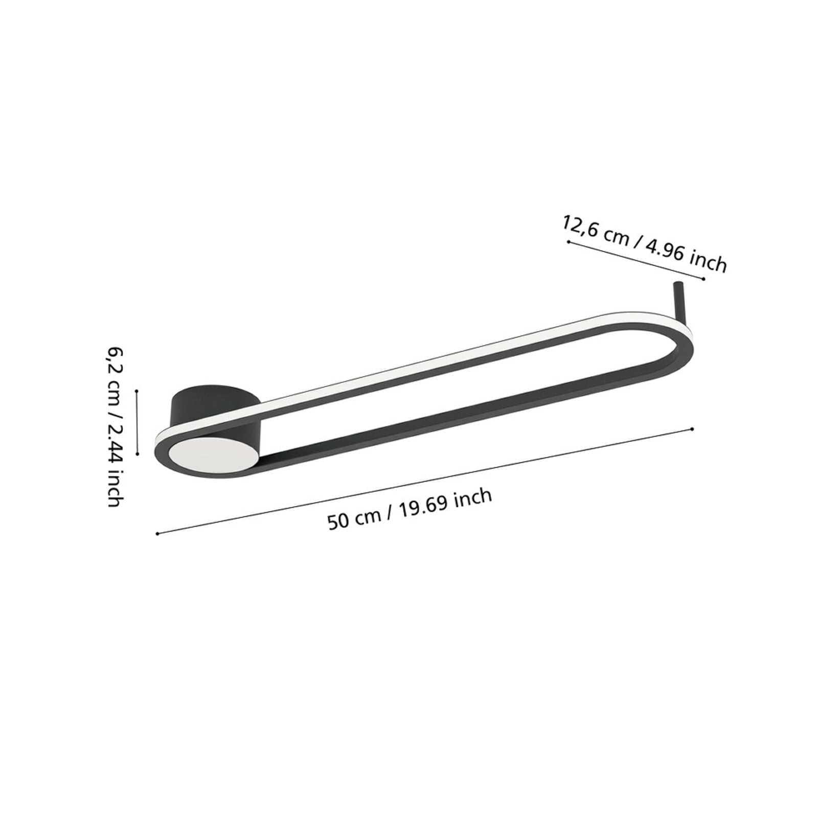 Plafonnier LED EGLO COLLECORVINO, noir, longueur 50 cm, CCT Plafonnier LED EGLO COLLECORVINO, noir, longueur 50 cm, CCT