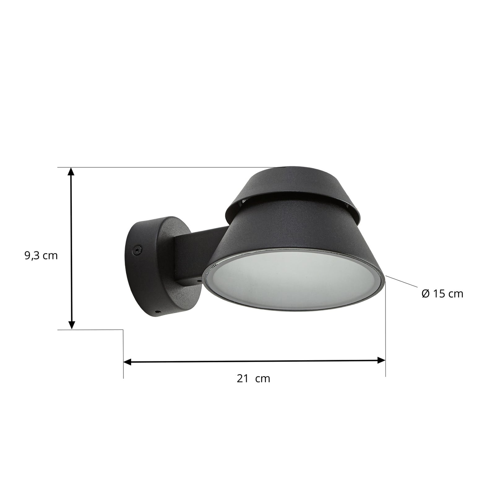 Moena LED-utomhusvägglampa, IP44, aluminium, glas, svart – Lucande