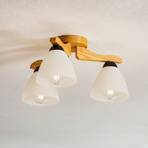 Plafondlamp Haro, eiken/wit 3-lamps